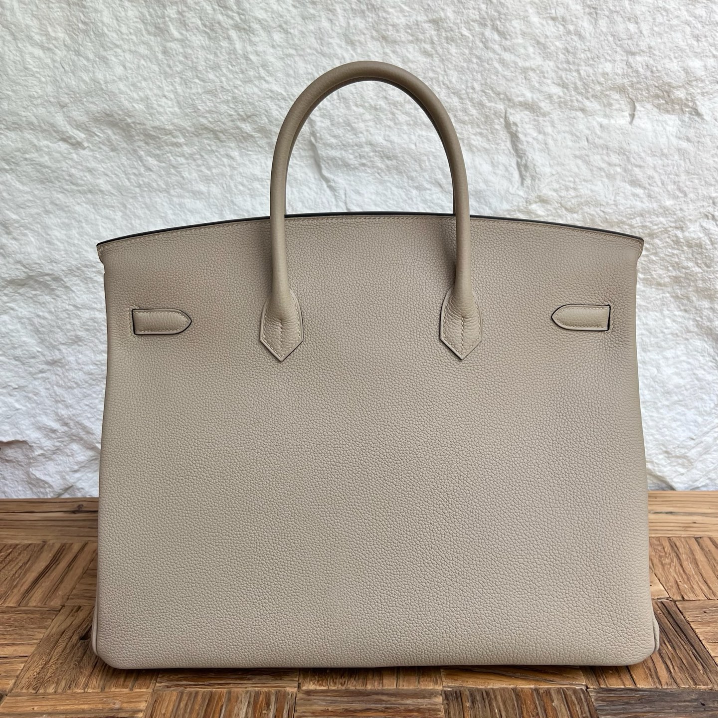 Birkin 40cm Togo original imported German calfskin Color: Ck81 turtle dove gray Fully handmade wax stitching Silver buckle customized✈️ - Image 4