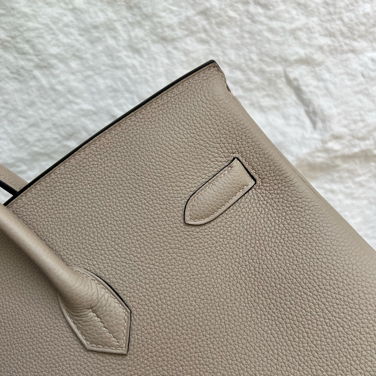 Birkin 40cm Togo original imported German calfskin Color: Ck81 turtle dove gray Fully handmade wax stitching Silver buckle customized✈️ - Image 5