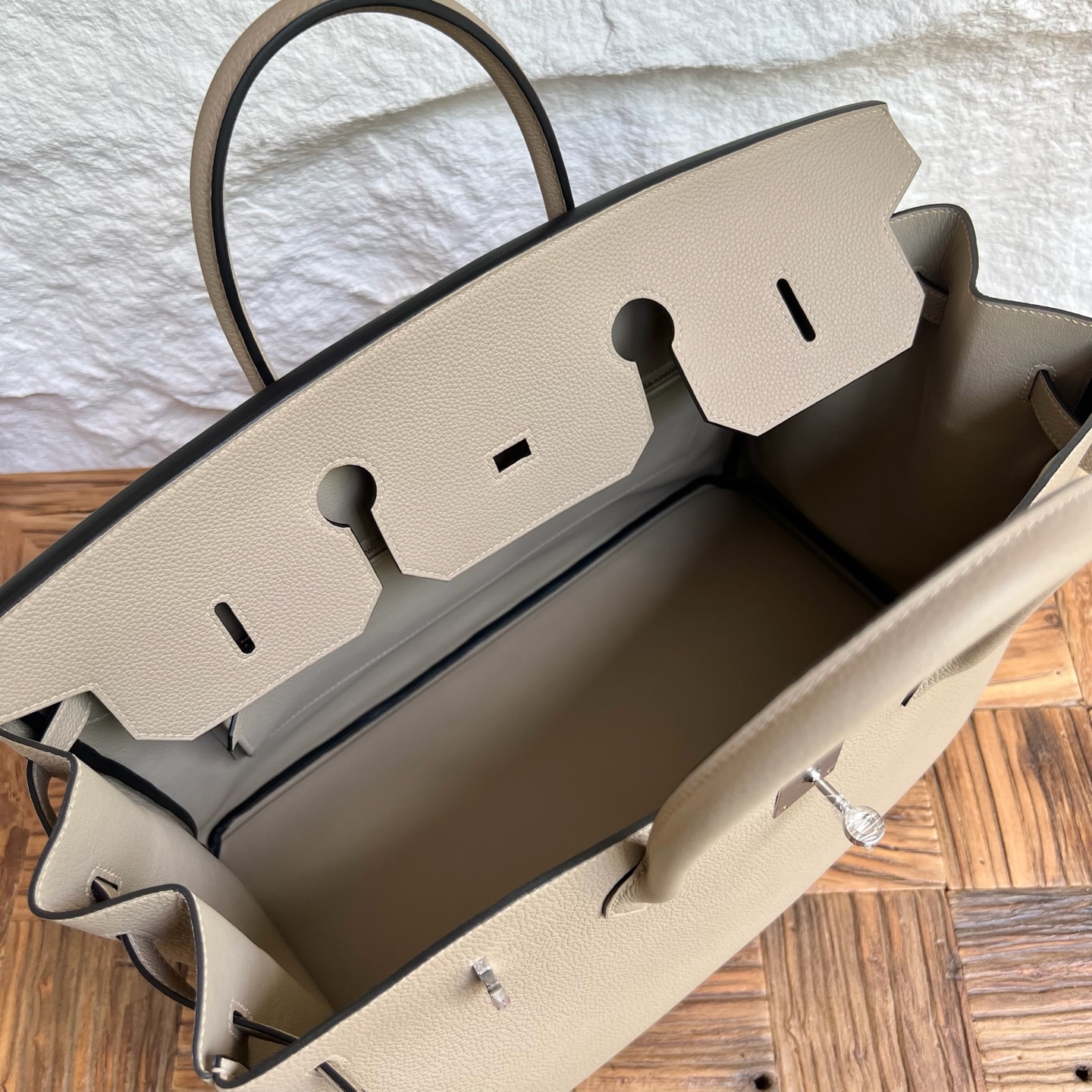 Birkin 40cm Togo original imported German calfskin Color: Ck81 turtle dove gray Fully handmade wax stitching Silver buckle customized✈️ - Image 6