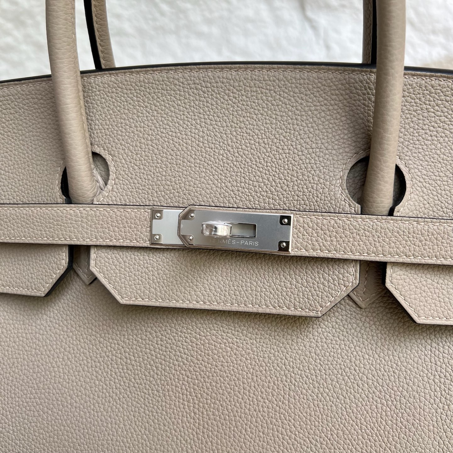 Birkin 40cm Togo original imported German calfskin Color: Ck81 turtle dove gray Fully handmade wax stitching Silver buckle customized✈️ - Image 9