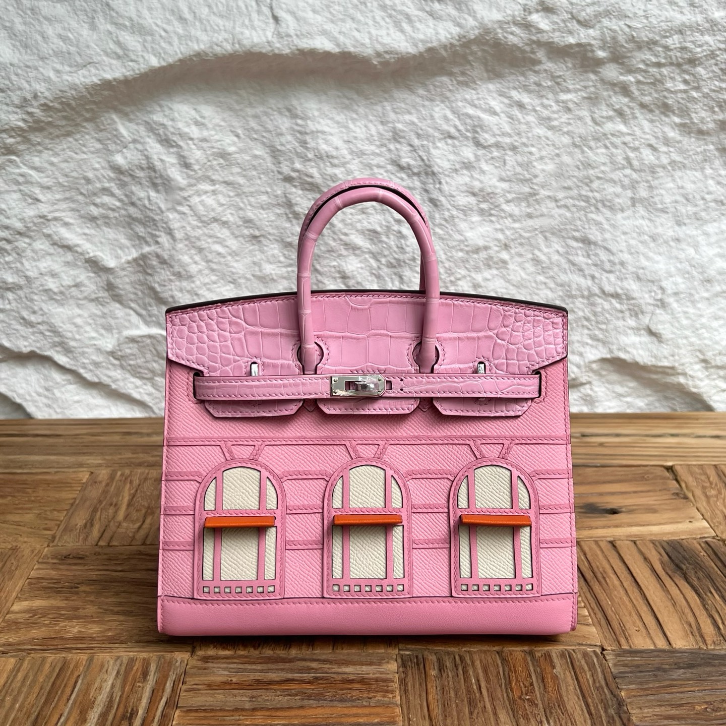 In stock🌟 Birkin 20cm limited edition cherry blossom pink small house🏠 Fully handmade wax stitching Silver buckle Stock