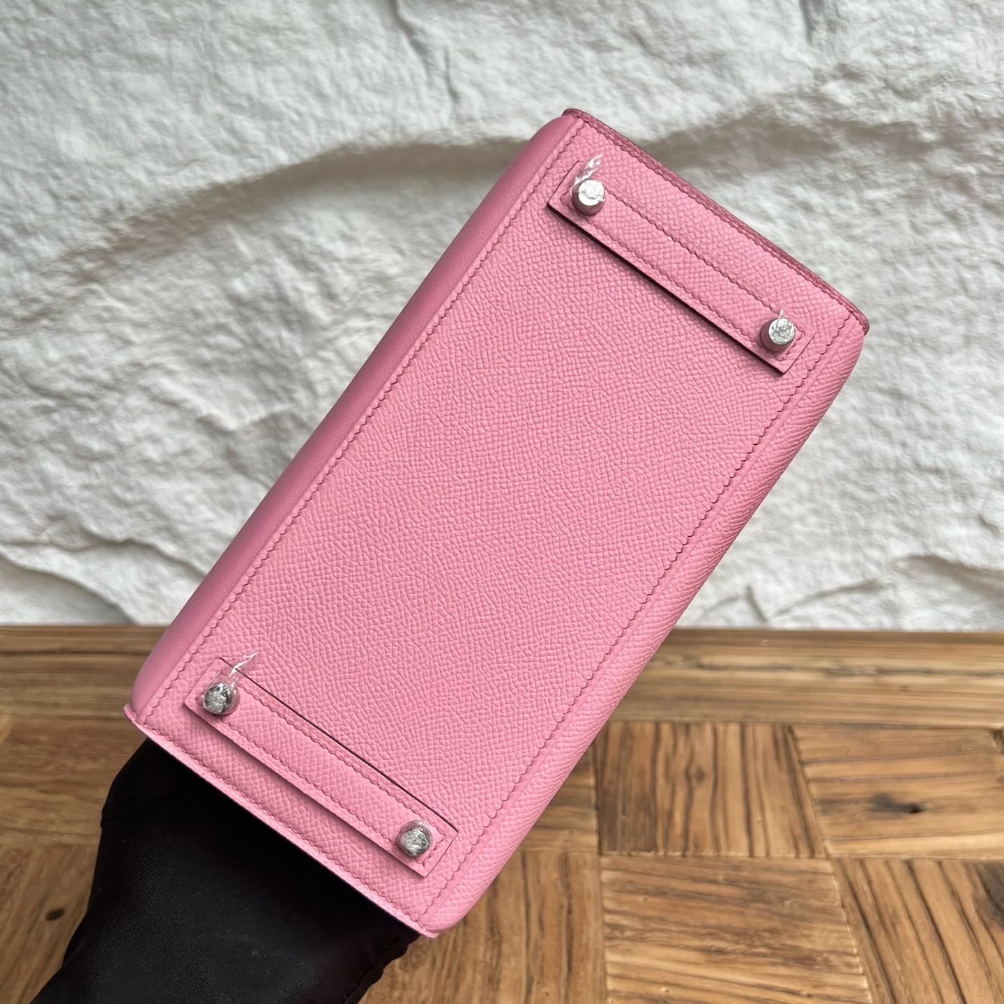 In stock🌟 Birkin 20cm limited edition cherry blossom pink small house🏠 Fully handmade wax stitching Silver buckle Stock - Image 10