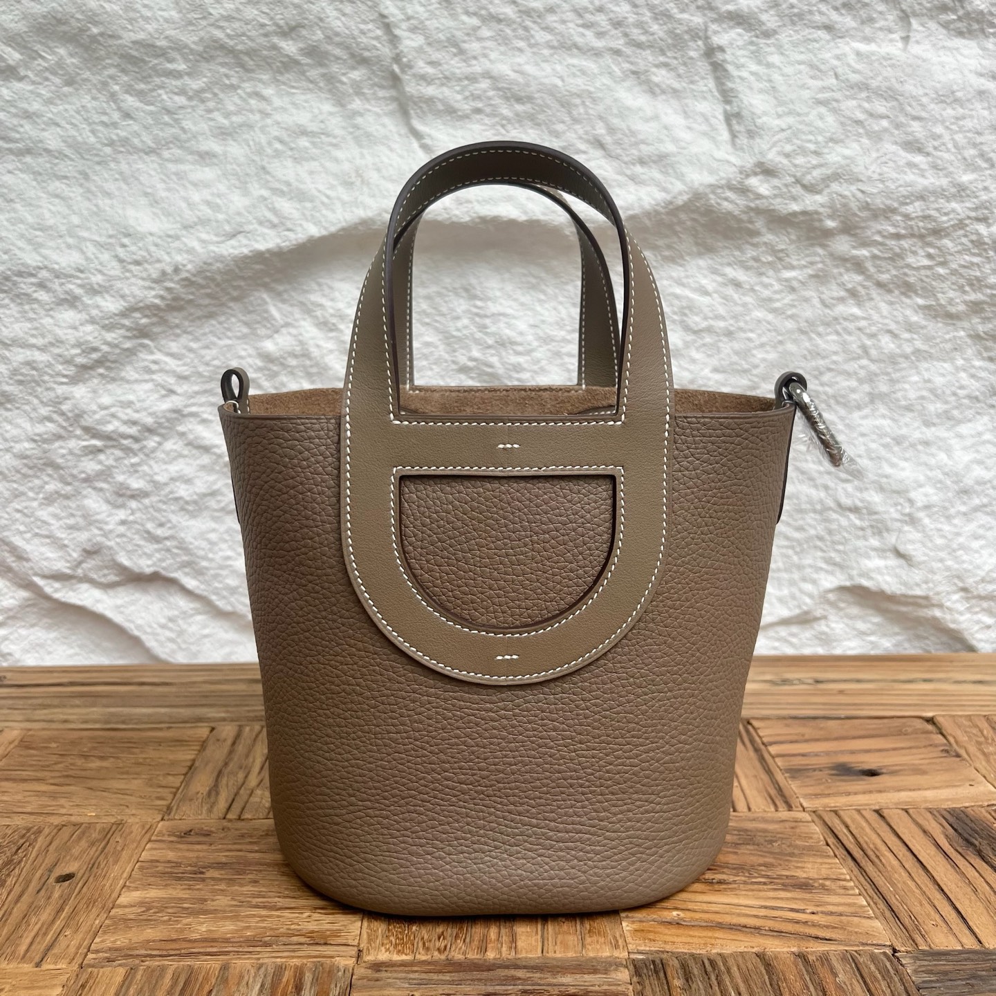 In The Loop Pig Nose Vegetable Basket 18cm Clemence/Swift Color: Ck18 elephant gray, fully handmade wax thread sewing Silver buckle customized✈️