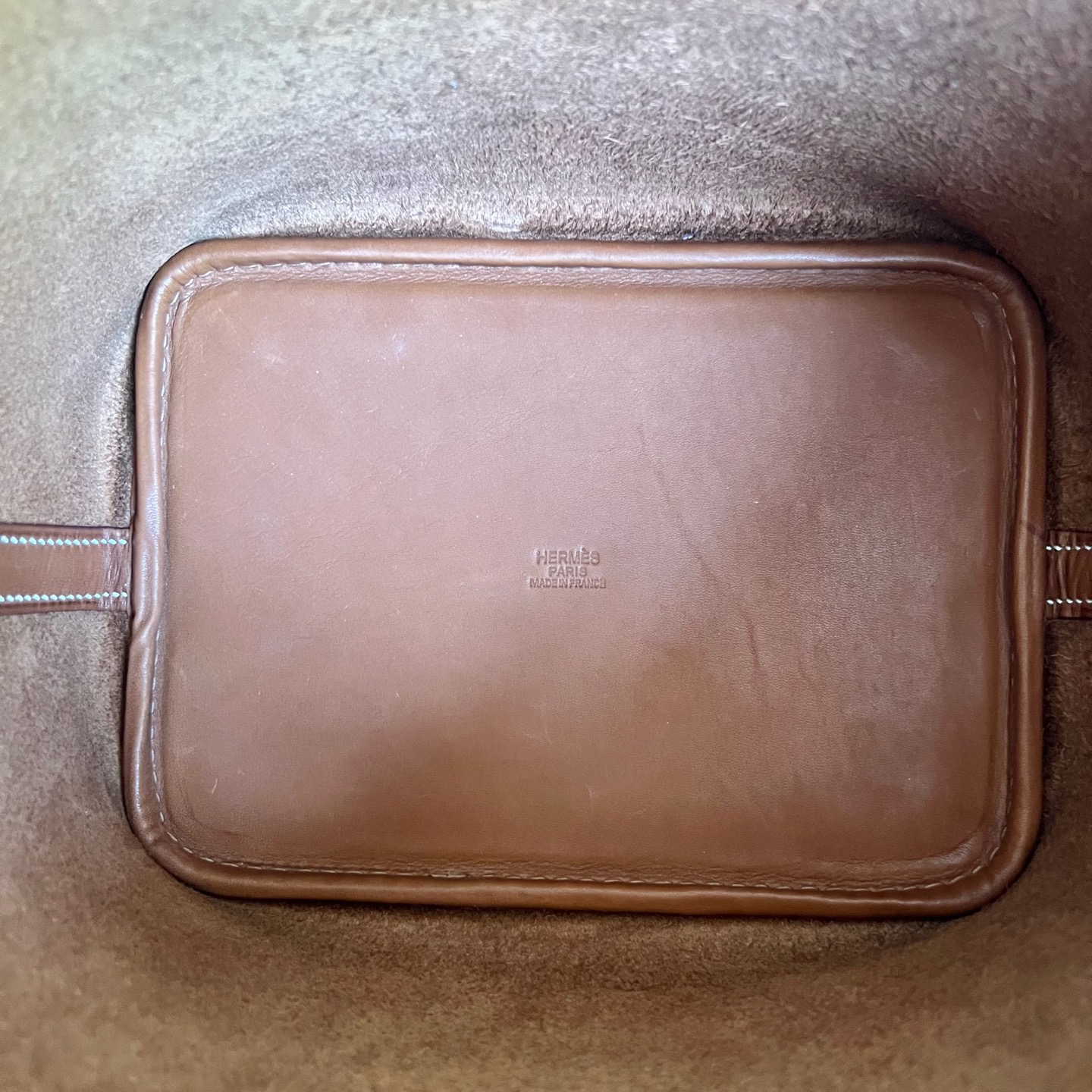 Picotin 18cm Barenia imported plain saddle leather Color: CC34 original color, fully handmade wax thread sewing Gold buckle customized✈️ - Image 9