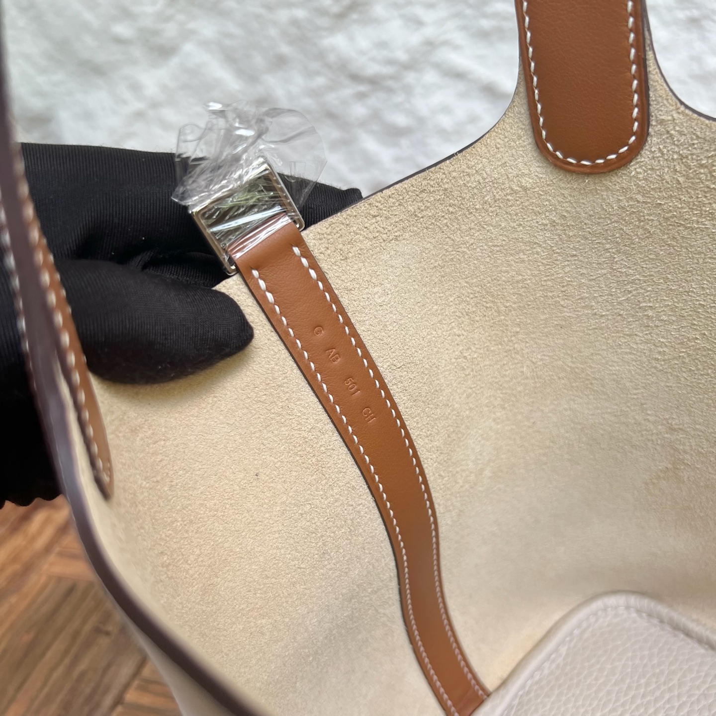 Picotin 18cm Clemence/Swift Color: Ck10 milkshake white/Ck37 golden brown Fully handmade wax stitching Phw customized✈️ - Image 8