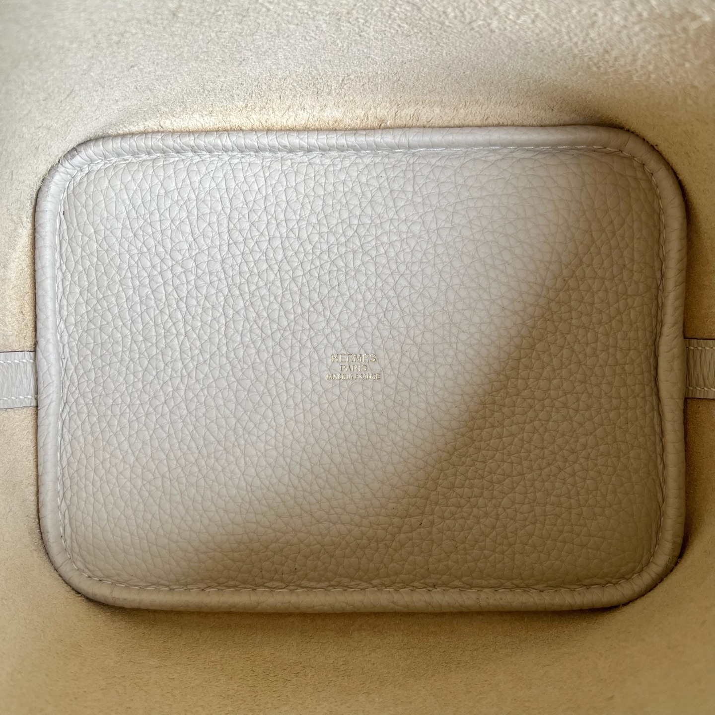 Spot Picotin 18cm Clemence original cow tc leather Color: Ck10 milkshake white, fully handmade wax stitching Gold buckle Stock - Image 8