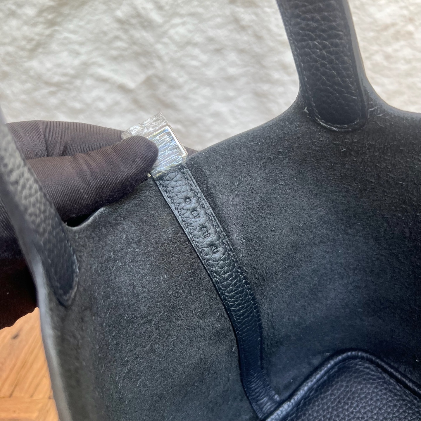 Spot Picotin 18cm Clemence original cow tc leather Color: Ck89 black Noir Top craftsmanship, fully handmade wax thread sewing Phw Stock - Image 7