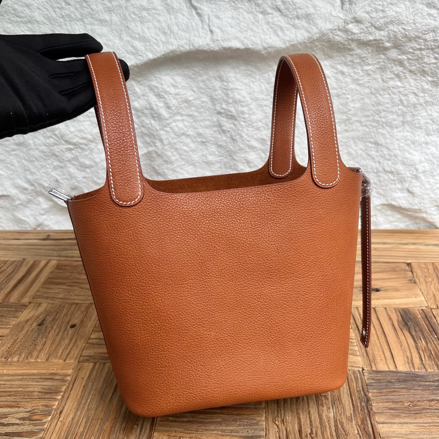 Picotin 18cm Barenia imported grain saddle leather Color: Ck37 golden brown Gold Fully handmade wax thread sewing Phw customized✈️ - Image 2