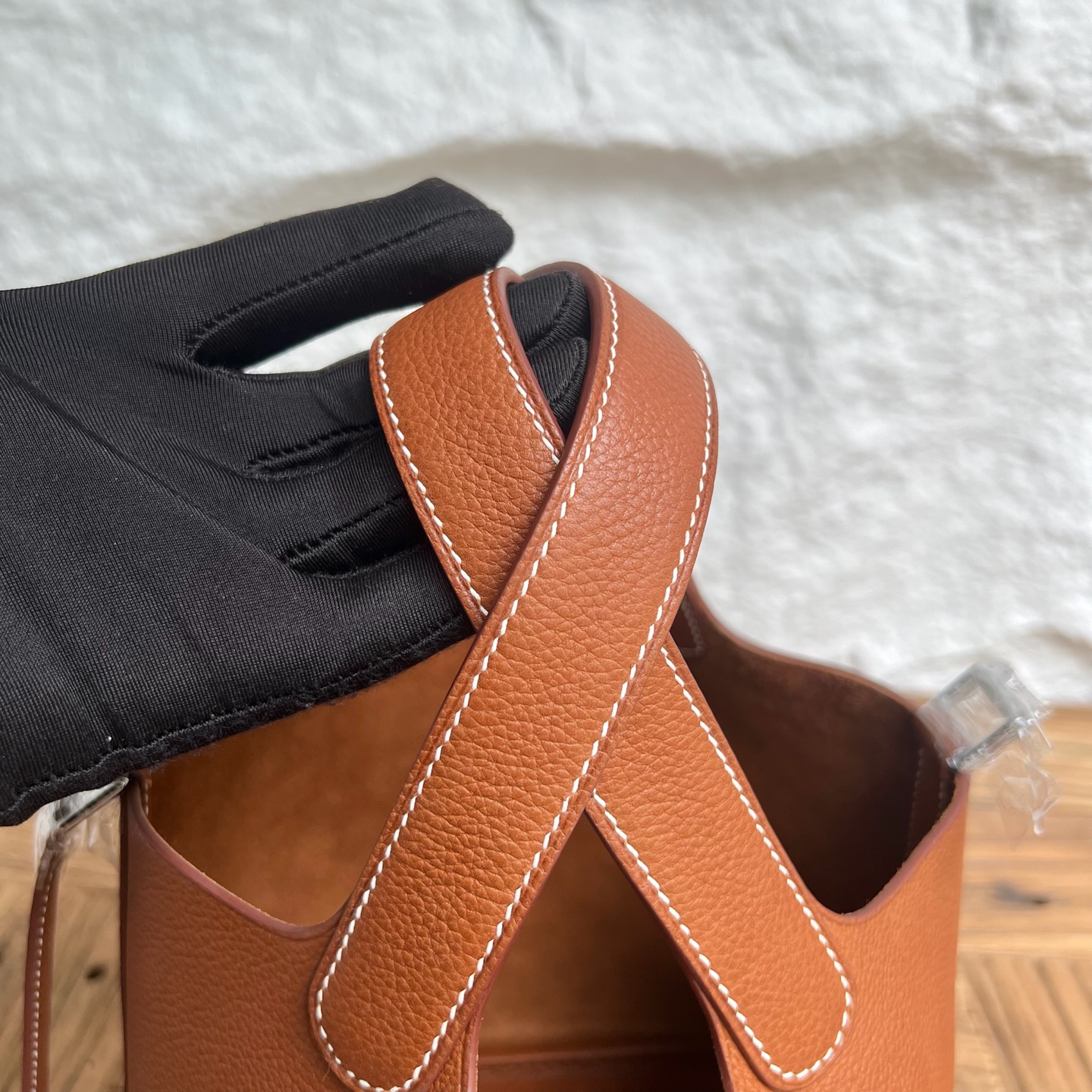 Picotin 18cm Barenia imported grain saddle leather Color: Ck37 golden brown Gold Fully handmade wax thread sewing Phw customized✈️ - Image 3