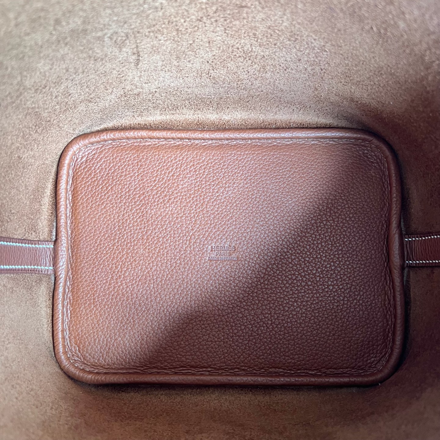 Picotin 18cm Barenia imported grain saddle leather Color: Ck37 golden brown Gold Fully handmade wax thread sewing Phw customized✈️ - Image 6