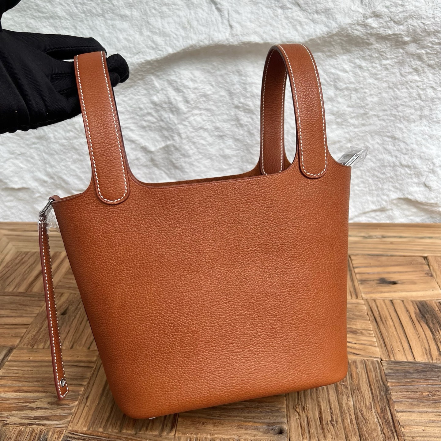 Picotin 18cm Barenia imported grain saddle leather Color: Ck37 golden brown Gold Fully handmade wax thread sewing Phw customized✈️ - Image 9