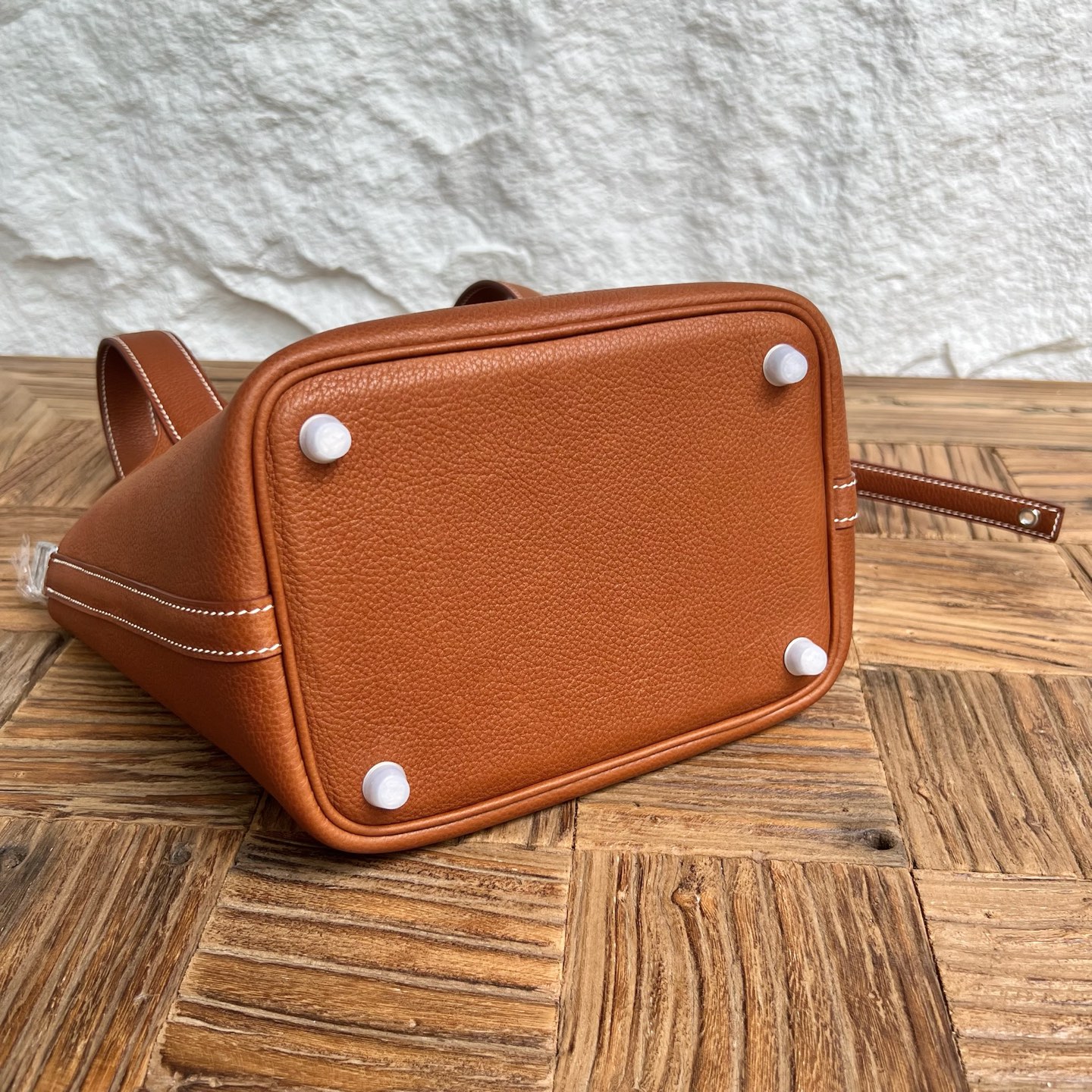 Picotin 18cm Barenia imported grain saddle leather Color: Ck37 golden brown Gold Fully handmade wax thread sewing Phw customized✈️ - Image 10
