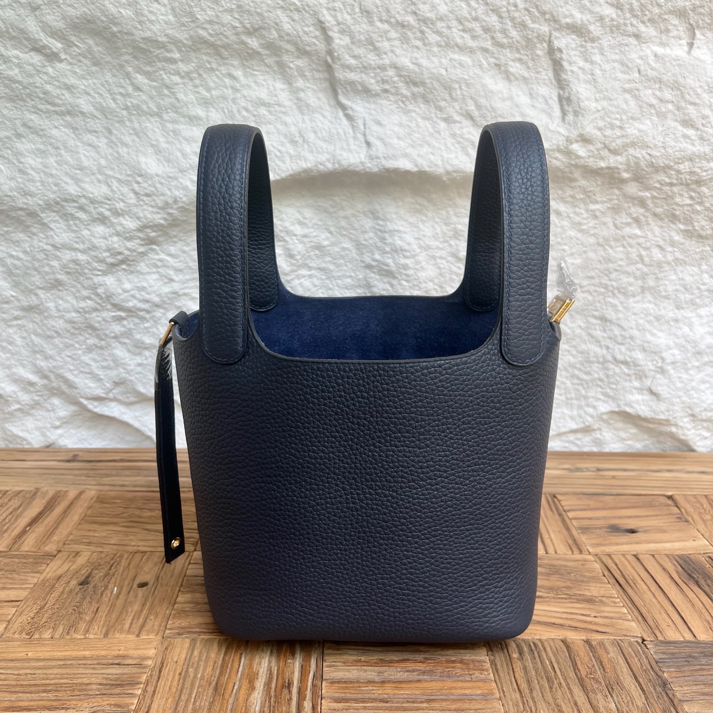 Picotin 18cm Clemence original cow tc leather Color: 2Z midnight blue, fully handmade wax stitching Gold buckle customized✈️