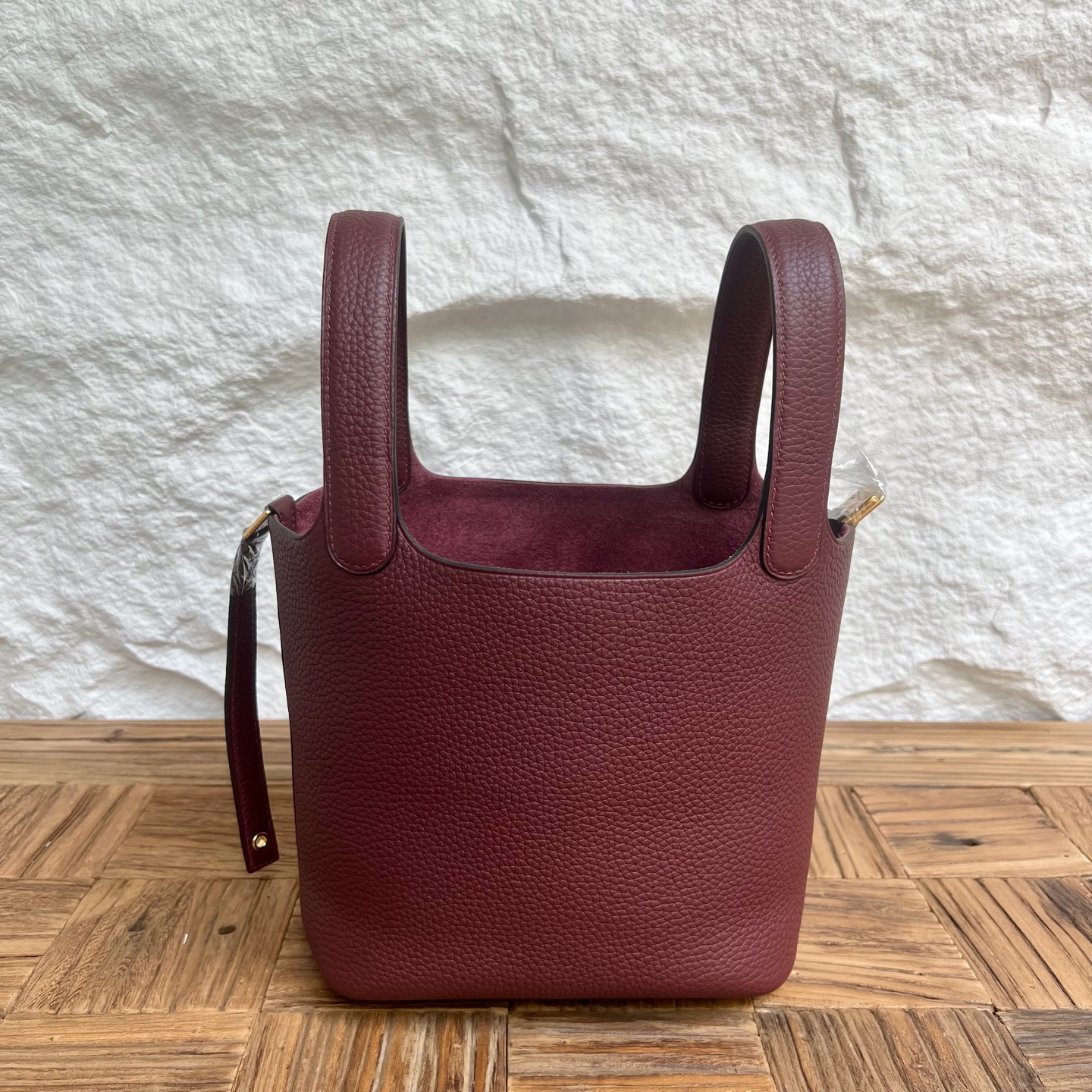 Picotin 18cm Clemence original cow tc leather Color: Ck55 Hermès red, fully handmade wax stitching Gold buckle customized✈️