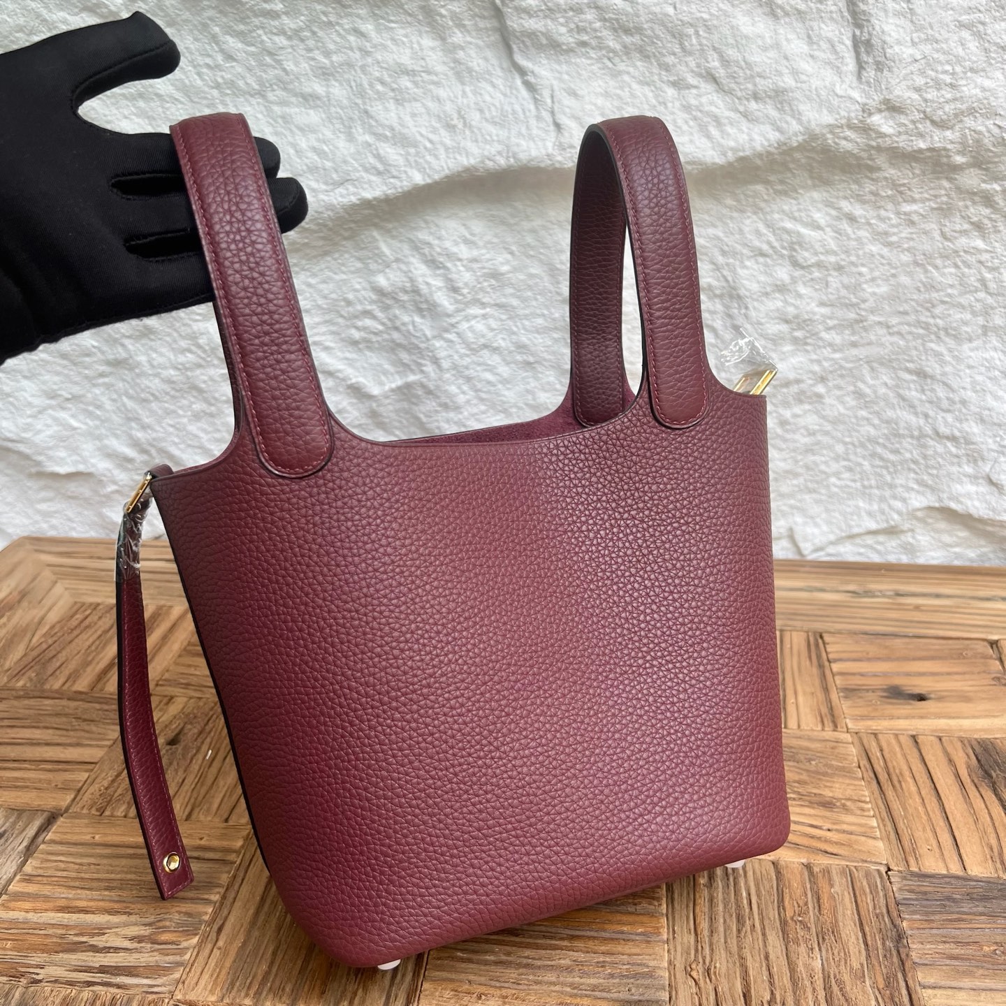 Picotin 18cm Clemence original cow tc leather Color: Ck55 Hermès red, fully handmade wax stitching Gold buckle customized✈️ - Image 2