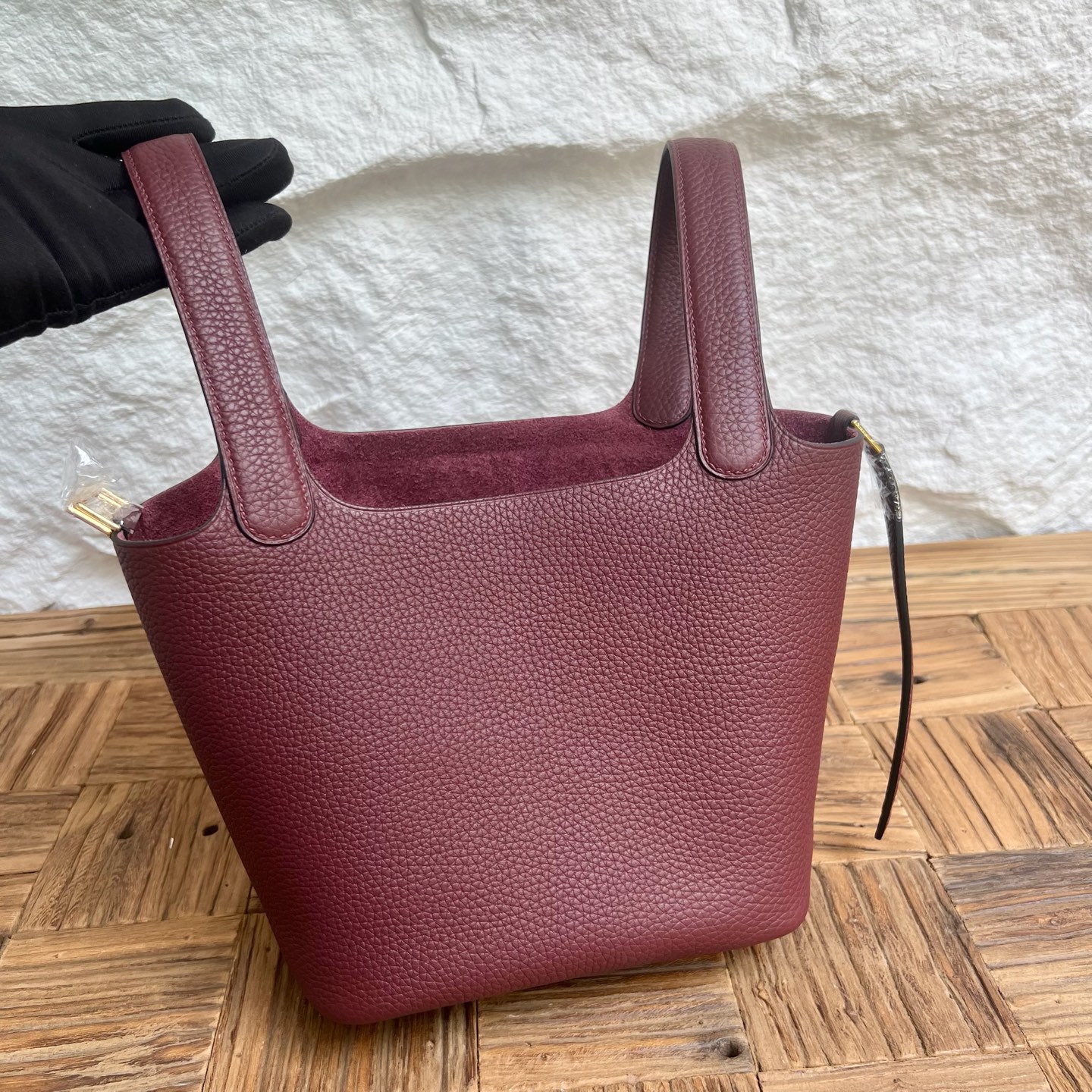 Picotin 18cm Clemence original cow tc leather Color: Ck55 Hermès red, fully handmade wax stitching Gold buckle customized✈️ - Image 9