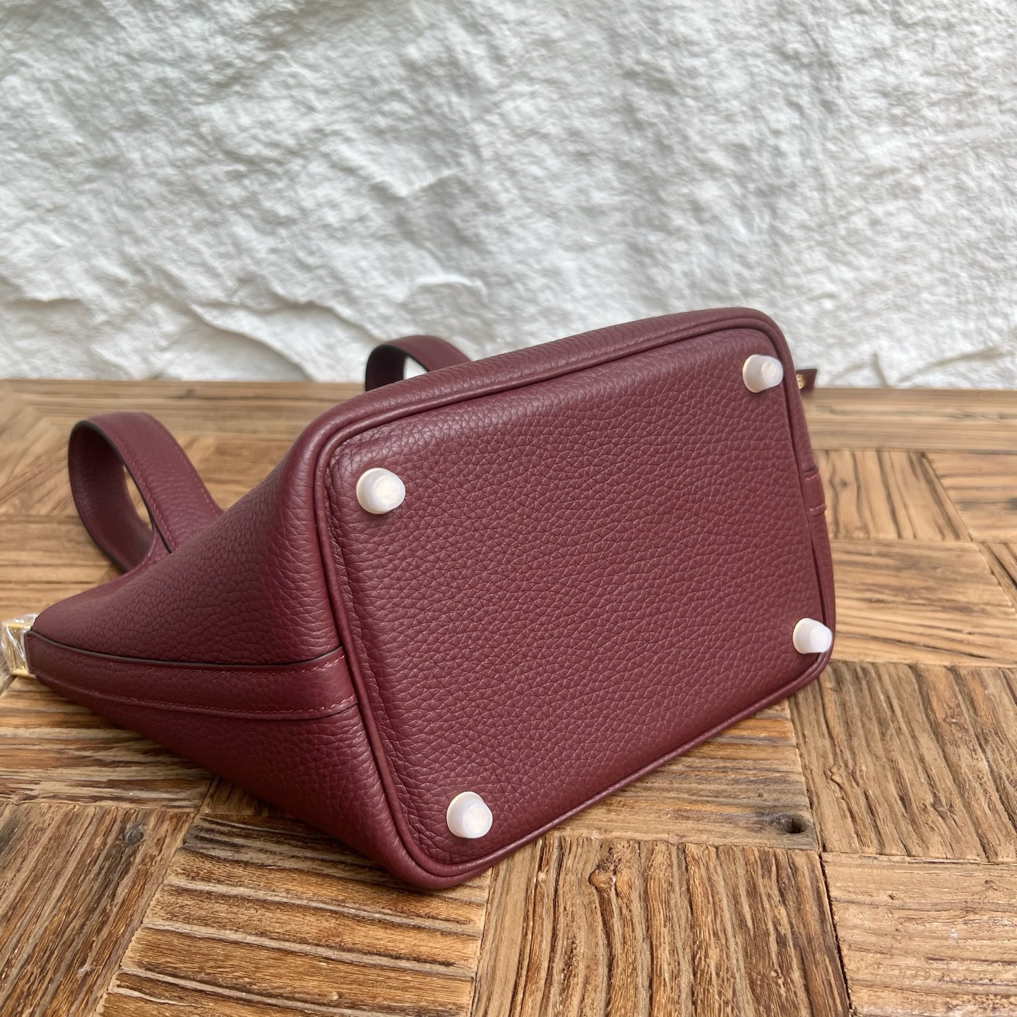 Picotin 18cm Clemence original cow tc leather Color: Ck55 Hermès red, fully handmade wax stitching Gold buckle customized✈️ - Image 10