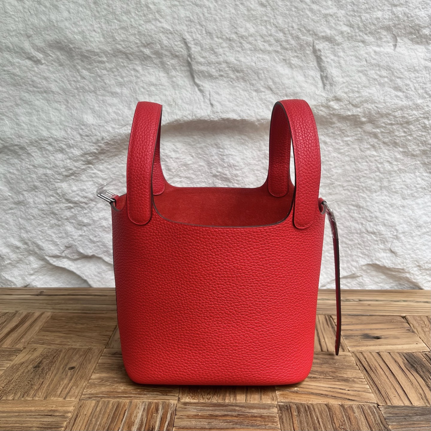 Picotin 18cm Clemence original cow tc leather Color: S3 heart red, fully handmade wax thread sewing Phw customized✈️
