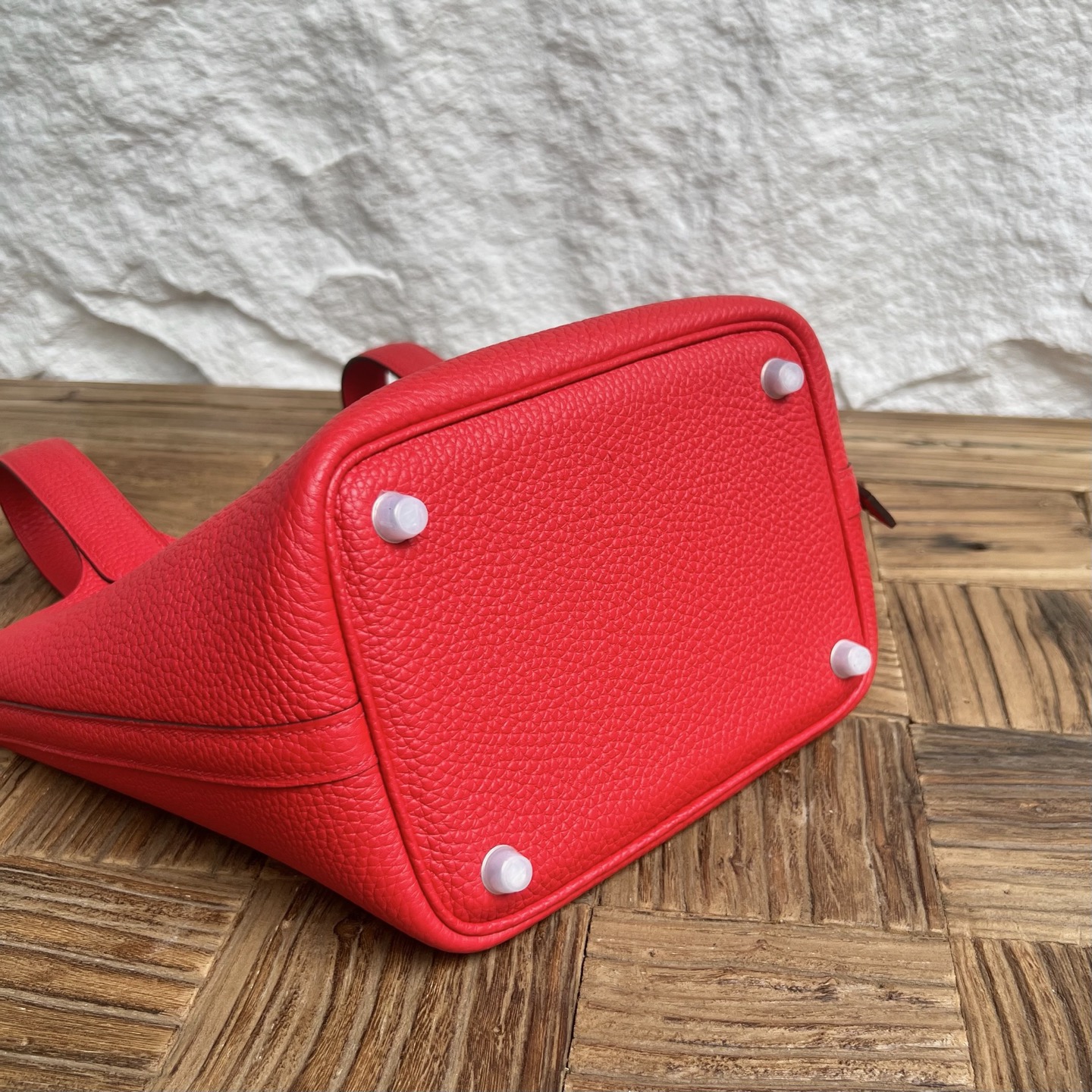 Picotin 18cm Clemence original cow tc leather Color: S3 heart red, fully handmade wax thread sewing Phw customized✈️ - Image 10