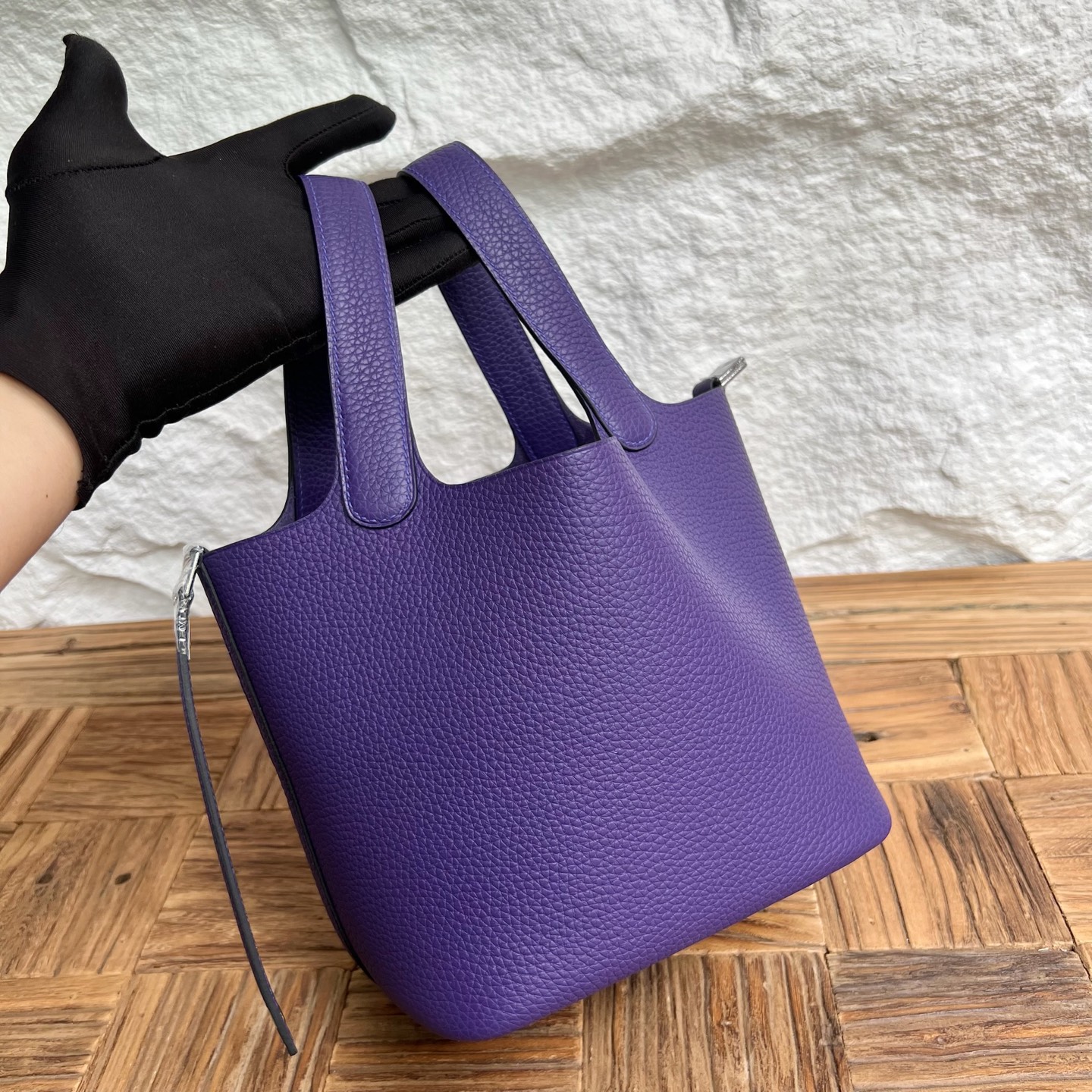 Picotin 18cm Clemence original cow tc leather Color: X3 purple, all handmade wax stitching Phw customized✈️ - Image 2