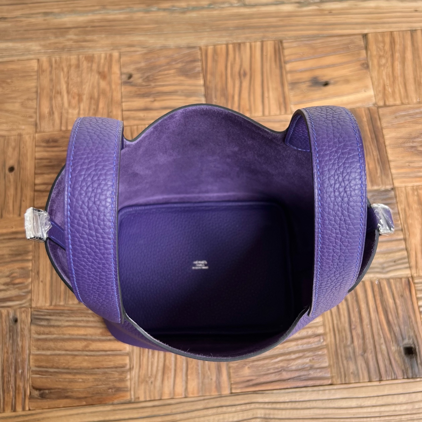 Picotin 18cm Clemence original cow tc leather Color: X3 purple, all handmade wax stitching Phw customized✈️ - Image 5