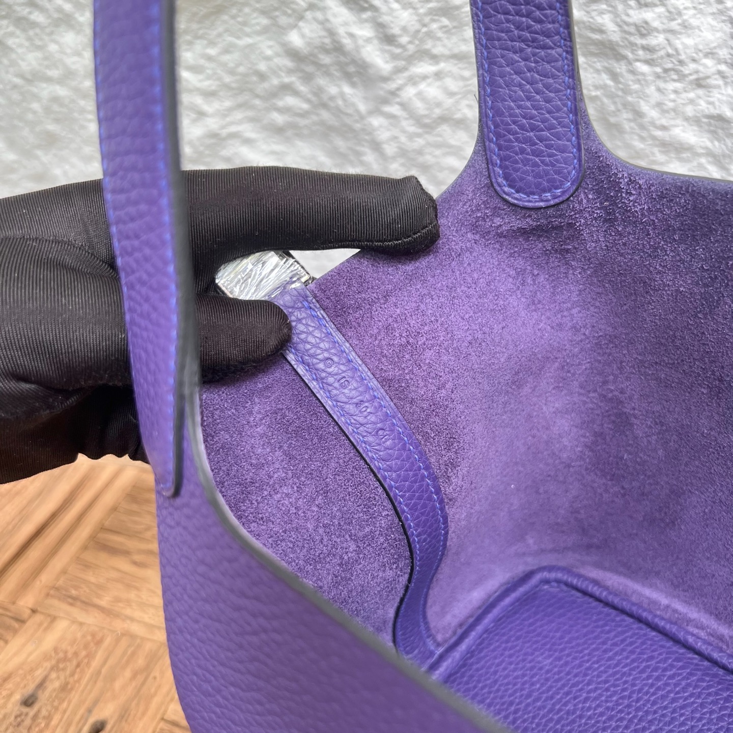 Picotin 18cm Clemence original cow tc leather Color: X3 purple, all handmade wax stitching Phw customized✈️ - Image 7