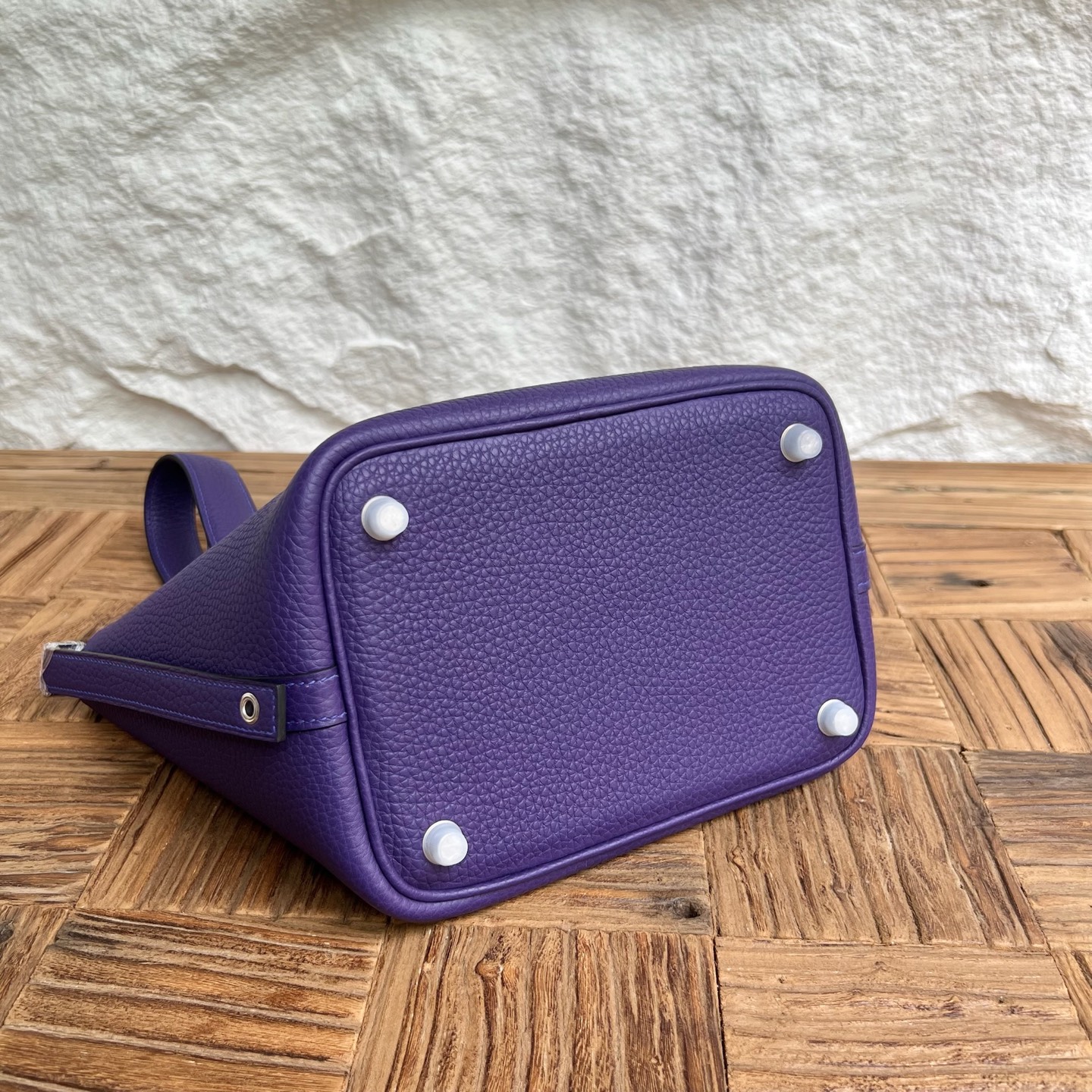 Picotin 18cm Clemence original cow tc leather Color: X3 purple, all handmade wax stitching Phw customized✈️ - Image 9