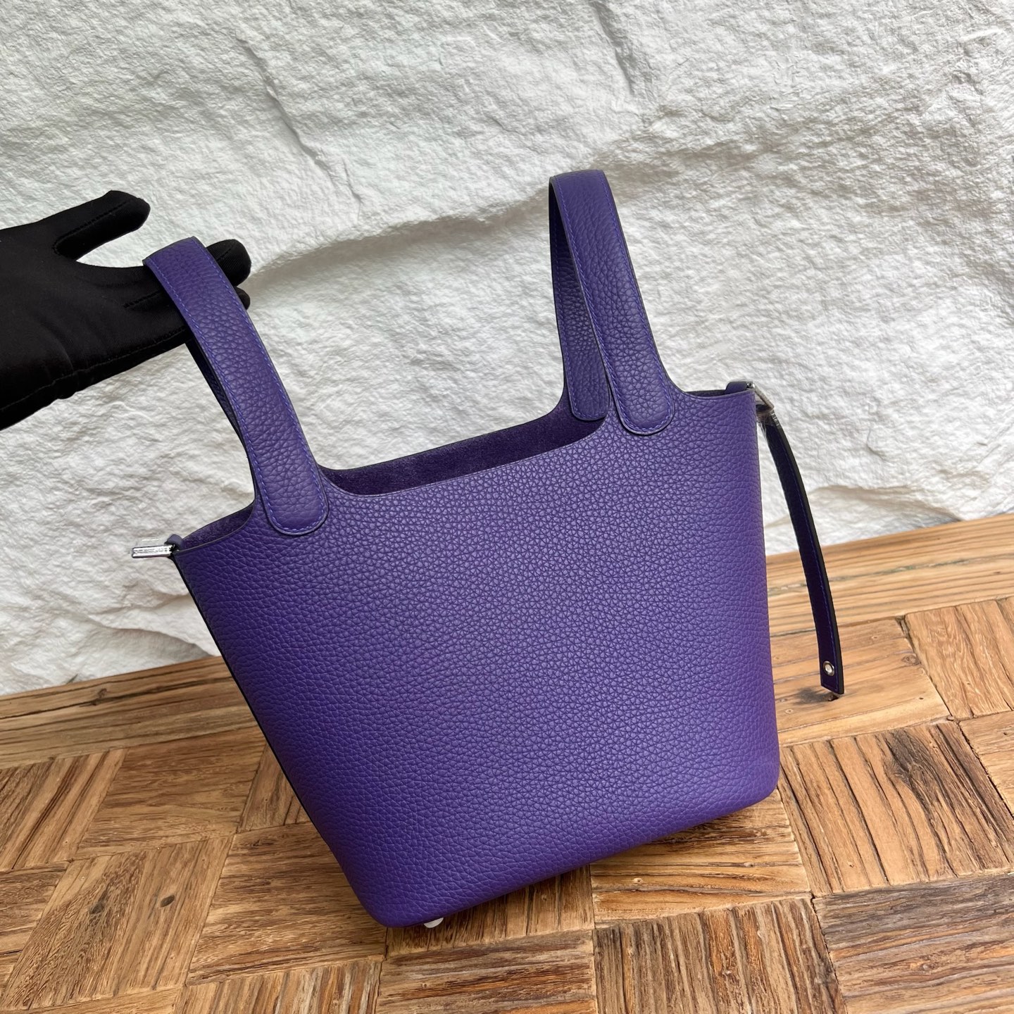 Picotin 18cm Clemence original cow tc leather Color: X3 purple, all handmade wax stitching Phw customized✈️ - Image 10