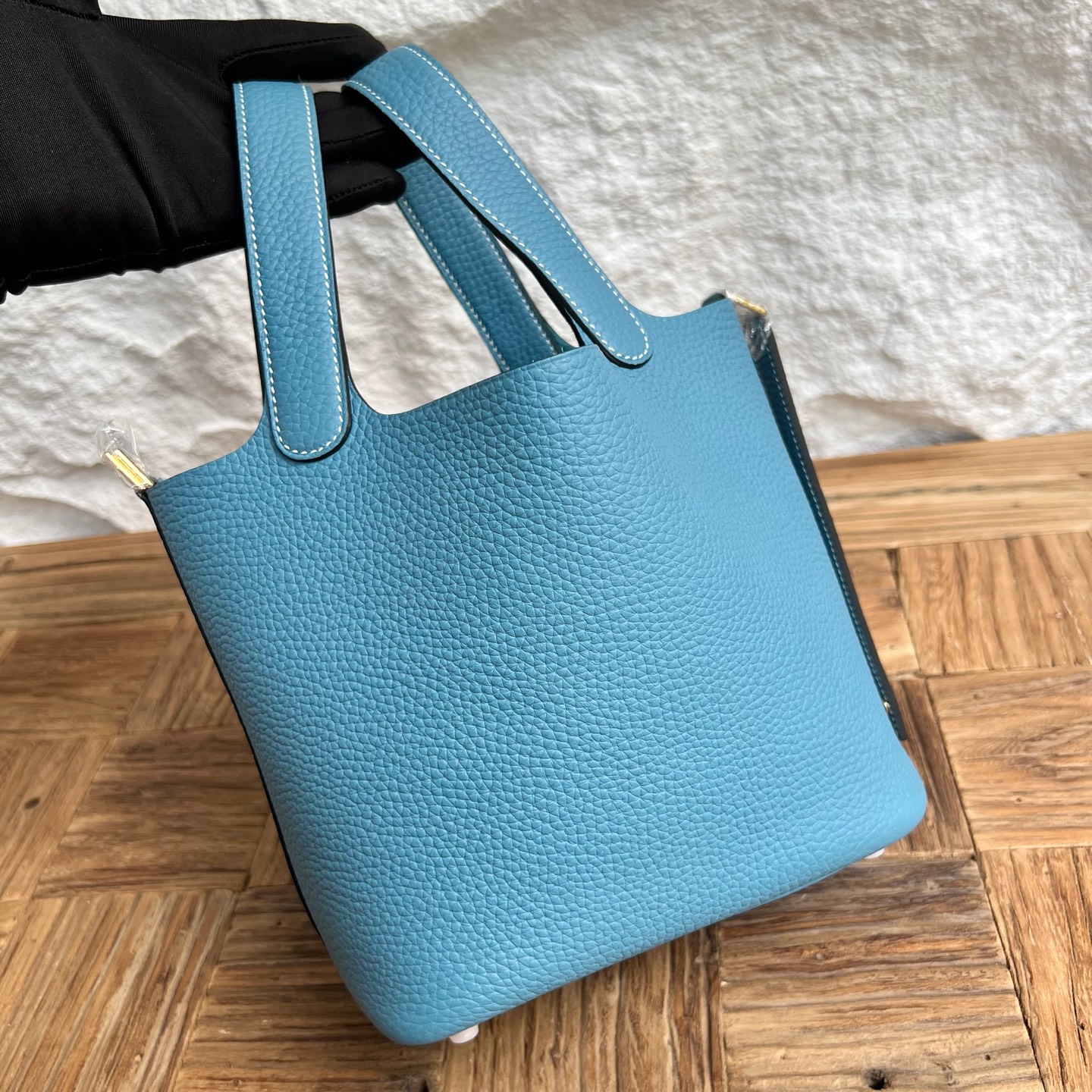 Picotin 18cm Clemence original cow tc leather Color: D2 new denim blue, fully handmade wax stitching Ghw customized✈️ - Image 2