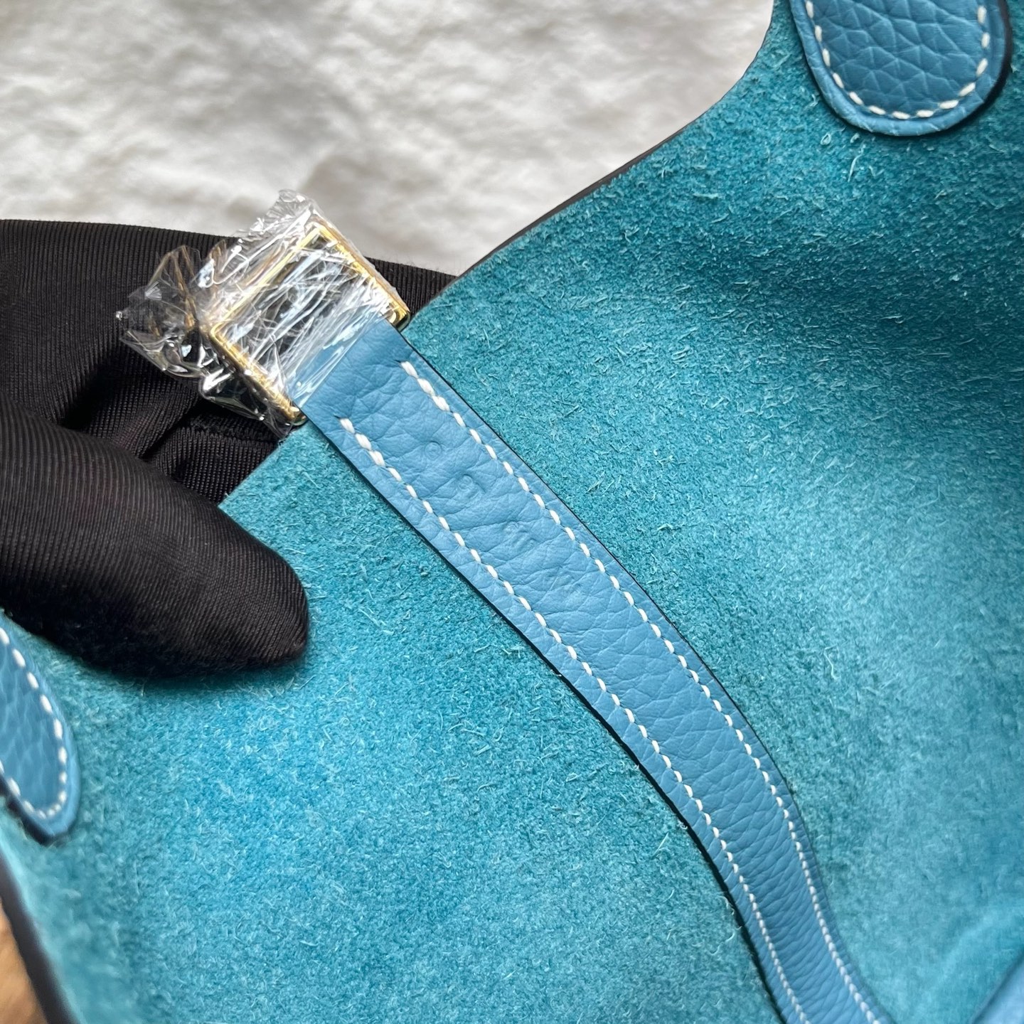 Picotin 18cm Clemence original cow tc leather Color: D2 new denim blue, fully handmade wax stitching Ghw customized✈️ - Image 7