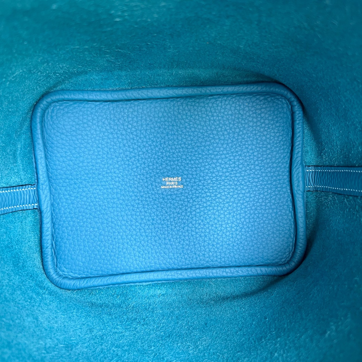 Picotin 18cm Clemence original cow tc leather Color: D2 new denim blue, fully handmade wax stitching Ghw customized✈️ - Image 8