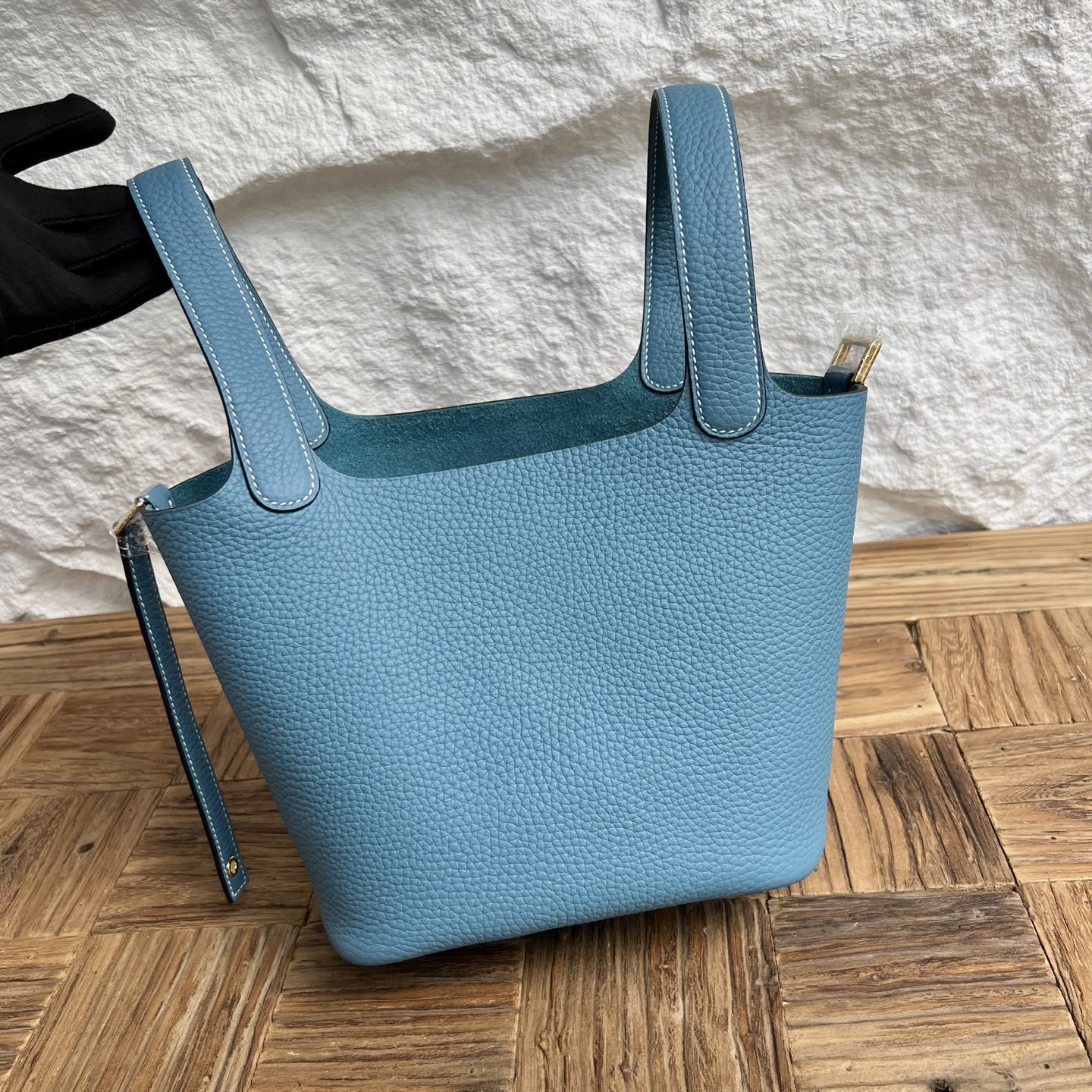 Picotin 18cm Clemence original cow tc leather Color: D2 new denim blue, fully handmade wax stitching Ghw customized✈️ - Image 9