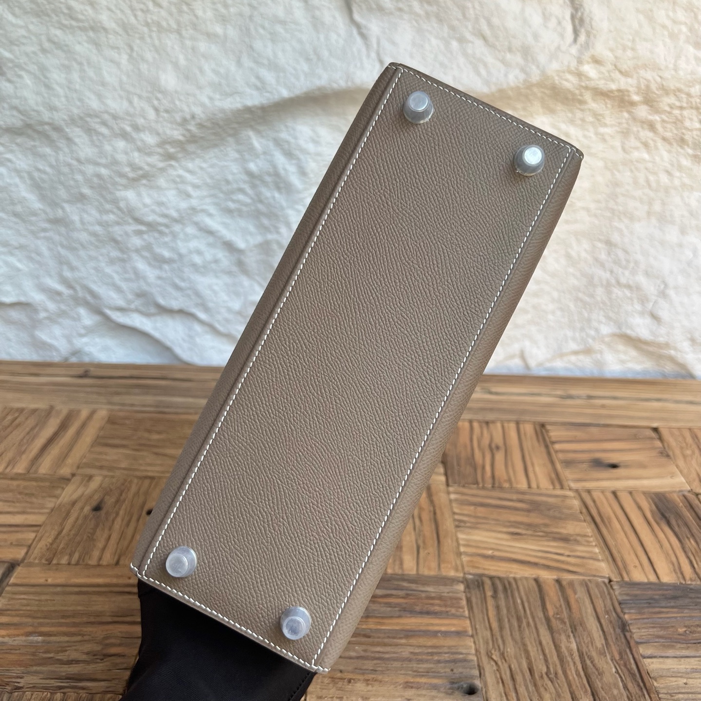 Spot Kelly 25cm Epsom Color: Ck18 elephant gray, fully handmade wax thread sewing Silver buckle Stock - Image 9