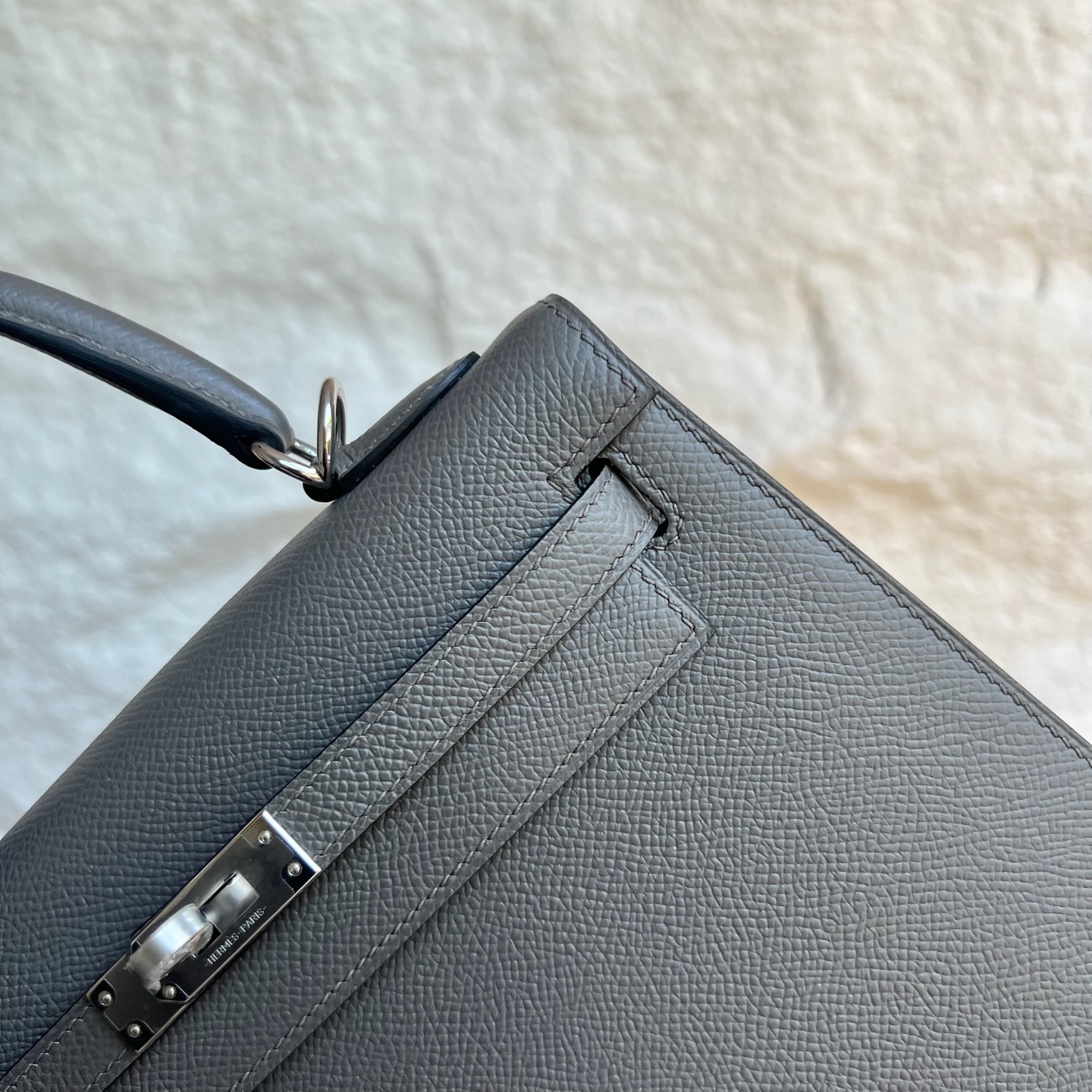 Kelly 25cm Epsom Color: 0L cumulonimbus gray, fully handmade wax stitching Silver buckle customized✈️ - Image 2