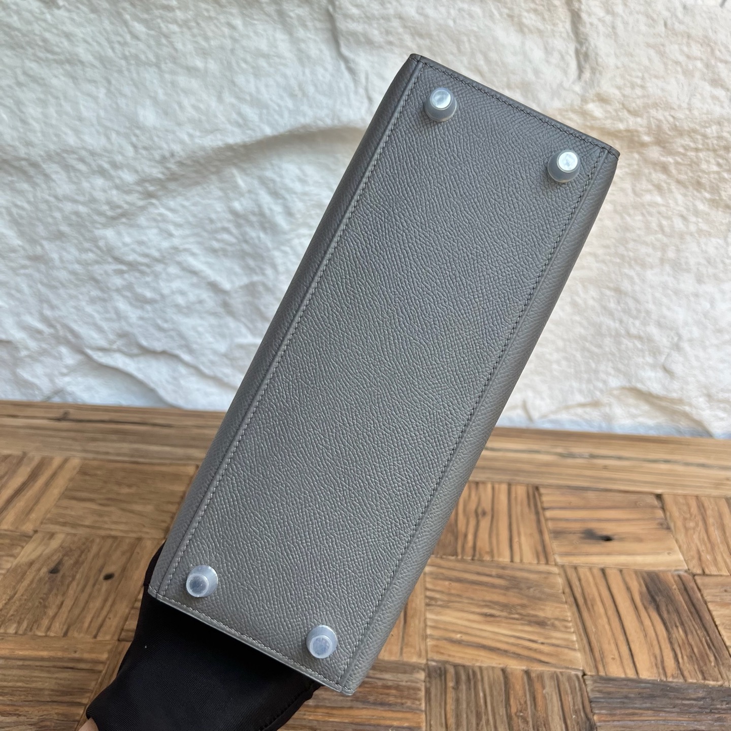 Kelly 25cm Epsom Color: 0L cumulonimbus gray, fully handmade wax stitching Silver buckle customized✈️ - Image 9