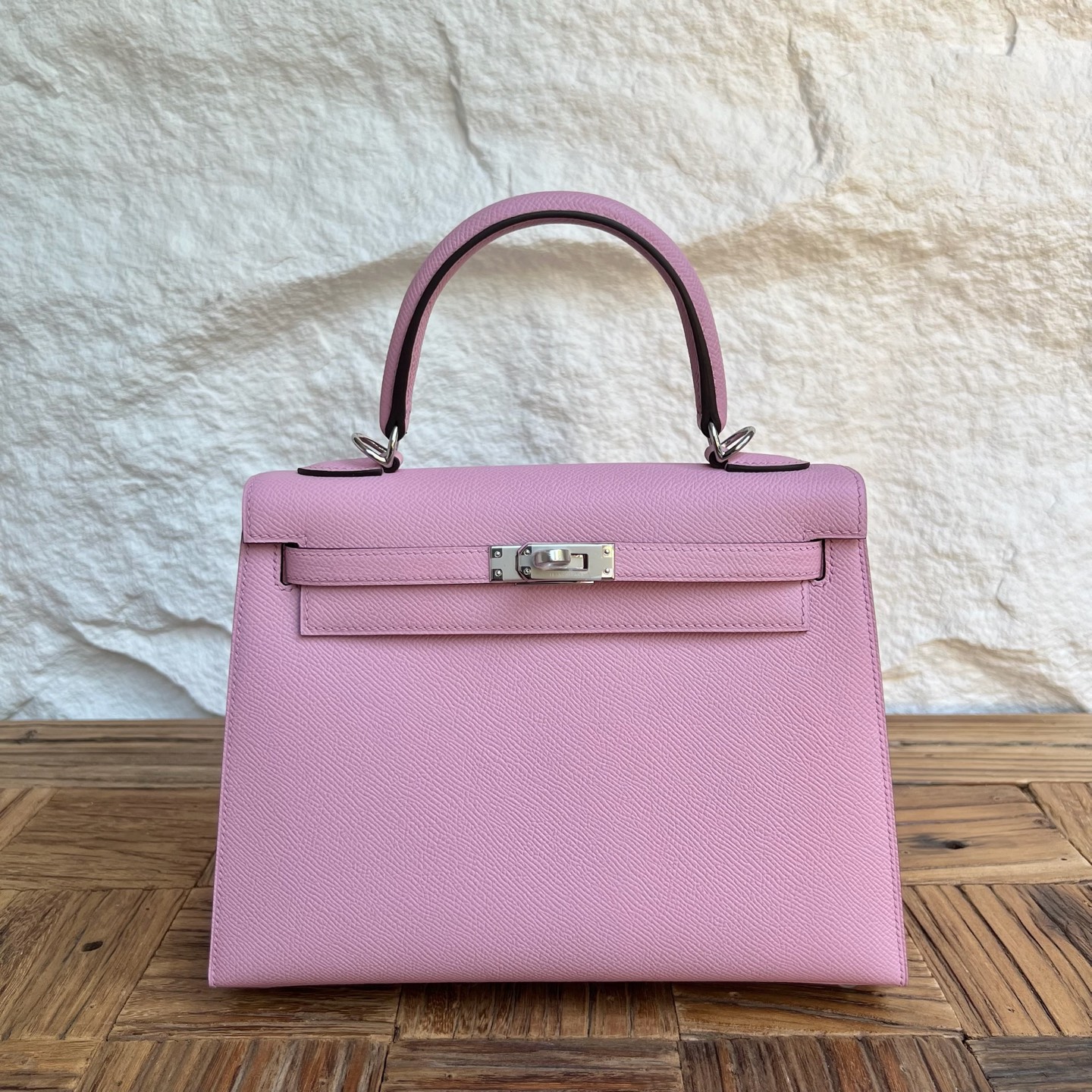 Kelly 25cm Epsom Color: X9 Malva Purple Fully handmade wax thread sewing Silver buckle customized✈️