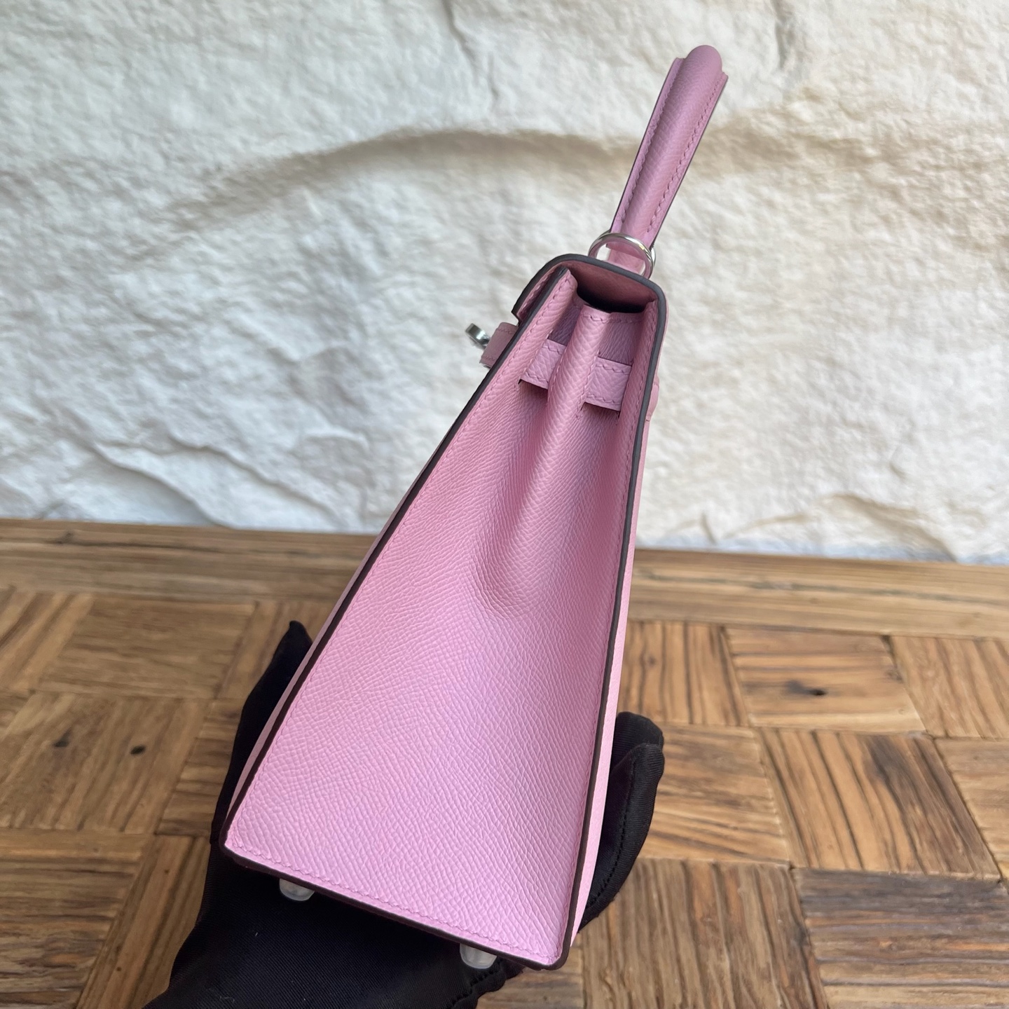Kelly 25cm Epsom Color: X9 Malva Purple Fully handmade wax thread sewing Silver buckle customized✈️ - Image 3