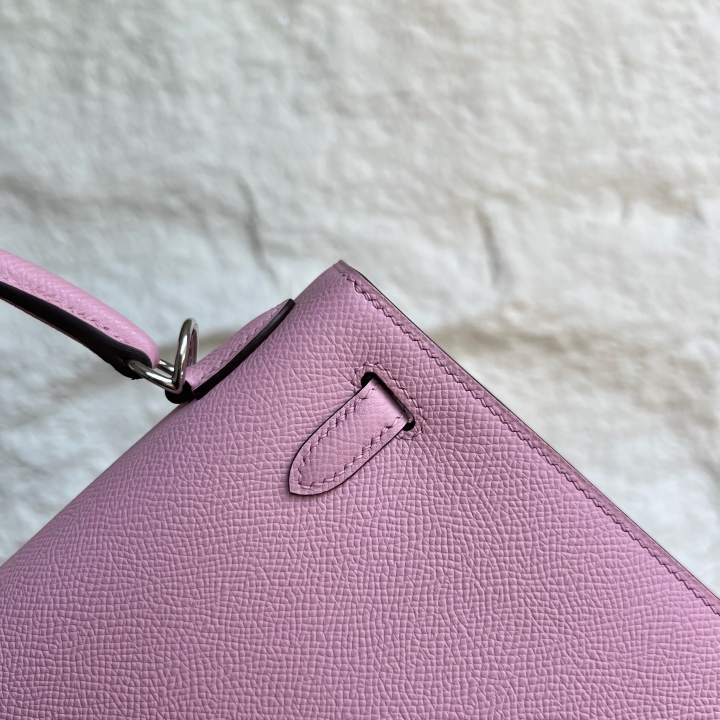 Kelly 25cm Epsom Color: X9 Malva Purple Fully handmade wax thread sewing Silver buckle customized✈️ - Image 5