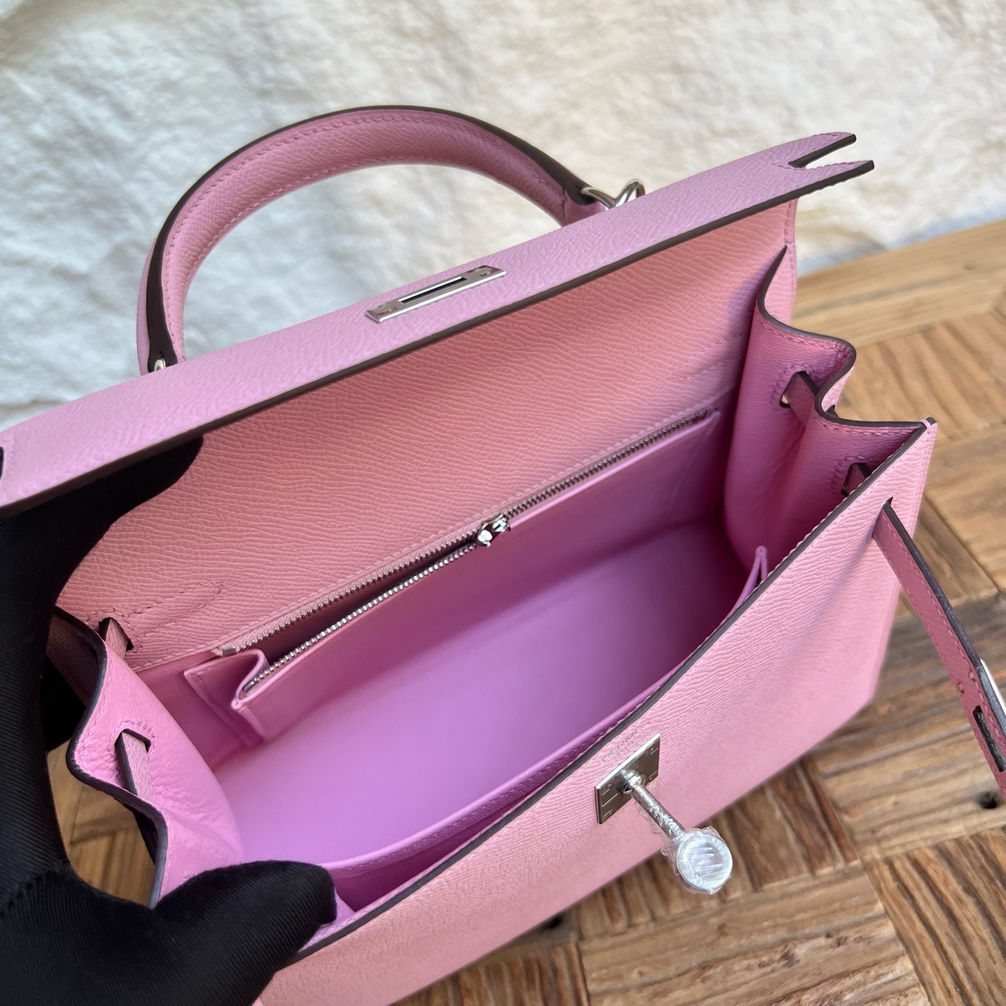 Kelly 25cm Epsom Color: X9 Malva Purple Fully handmade wax thread sewing Silver buckle customized✈️ - Image 6