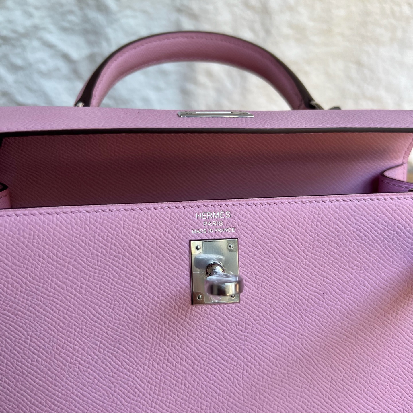 Kelly 25cm Epsom Color: X9 Malva Purple Fully handmade wax thread sewing Silver buckle customized✈️ - Image 7