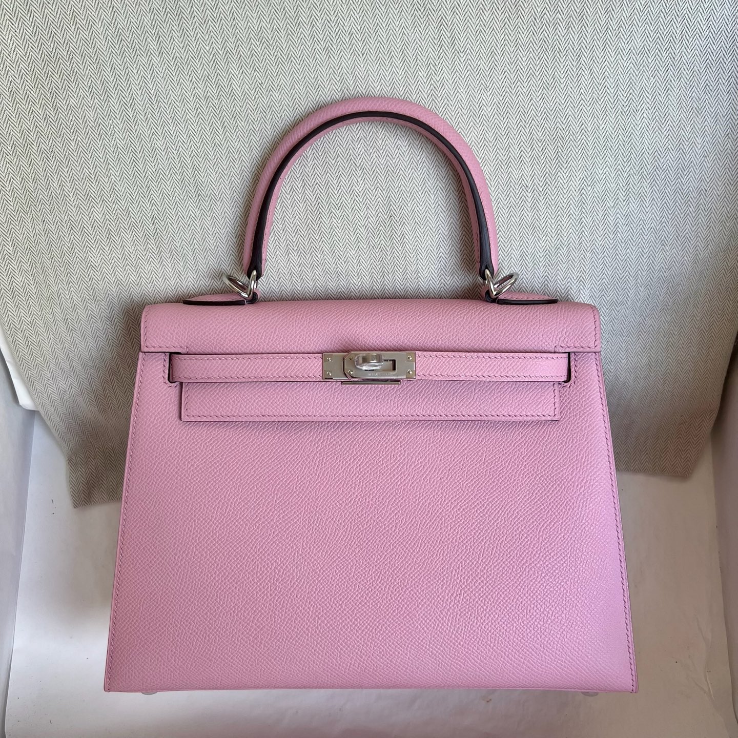 Kelly 25cm Epsom Color: X9 Malva Purple Fully handmade wax thread sewing Silver buckle customized✈️ - Image 12