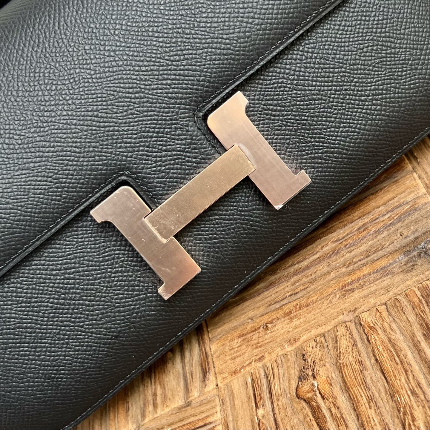 Constance elan 23cm🪞Mirror style Epsom Color: 89 black Fully handmade wax thread sewing Rose gold buckle customized✈️ - Image 2