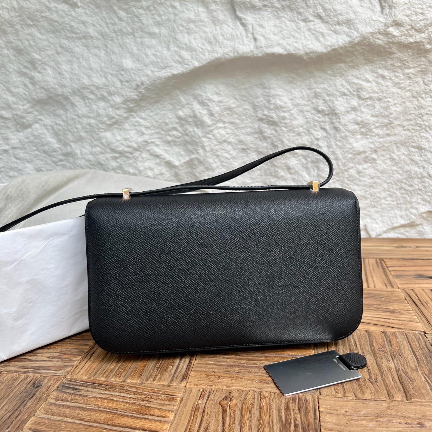 Constance elan 23cm🪞Mirror style Epsom Color: 89 black Fully handmade wax thread sewing Rose gold buckle customized✈️ - Image 4