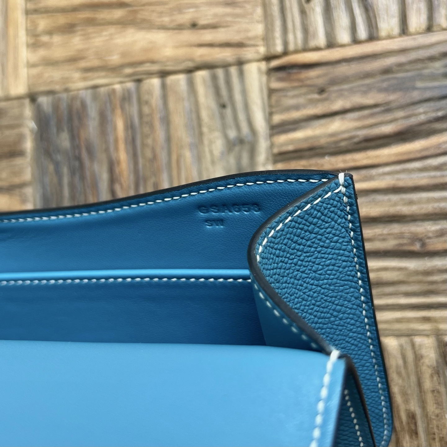 Constance elan 23cm🪞Mirror style Epsom Color: D2 New Bleu Jean Fully handmade wax thread sewing Silver buckle customized✈️ - Image 8