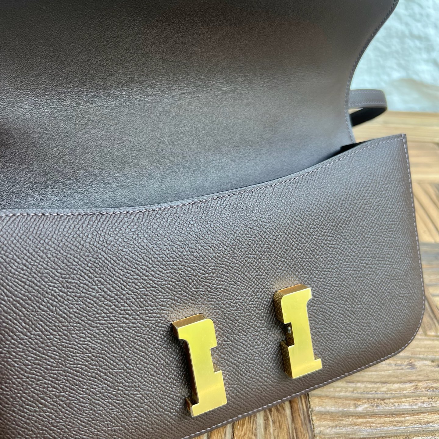 Constance elan 23cm🪞Mirror style Epsom Color: D2 New Bleu Jean Fully handmade wax thread sewing Silver buckle customized✈️ - Image 11