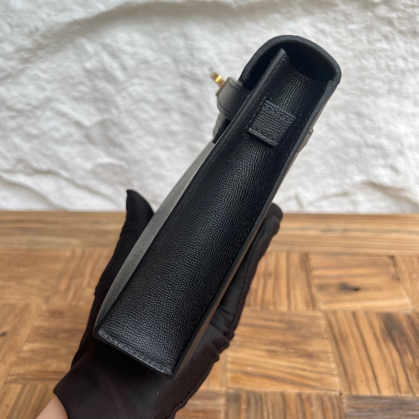 Spot Kelly Elan 27cm Madame Color: 89 black Noir Fully handmade wax thread sewing Gold buckle Stock - Image 3