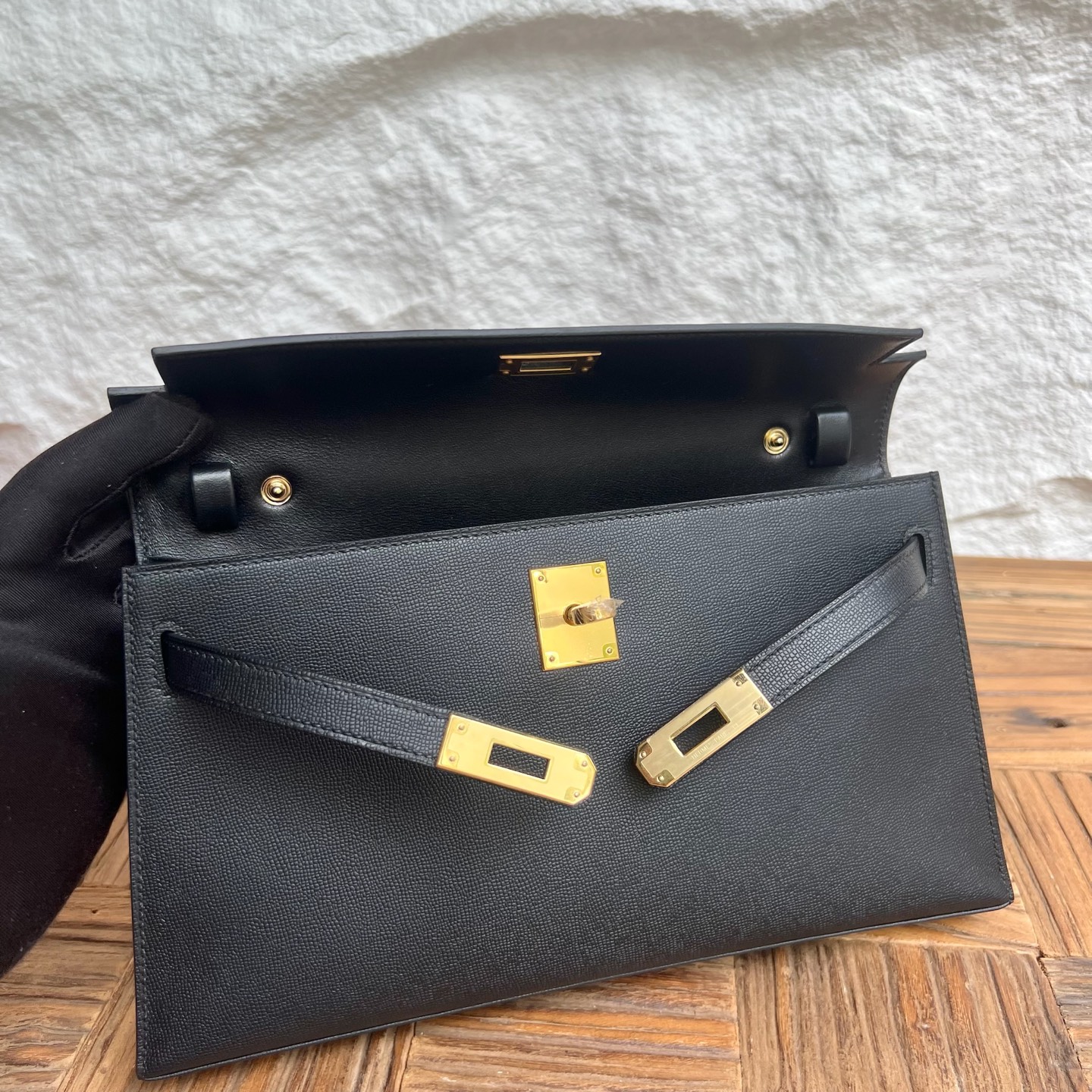 Spot Kelly Elan 27cm Madame Color: 89 black Noir Fully handmade wax thread sewing Gold buckle Stock - Image 8