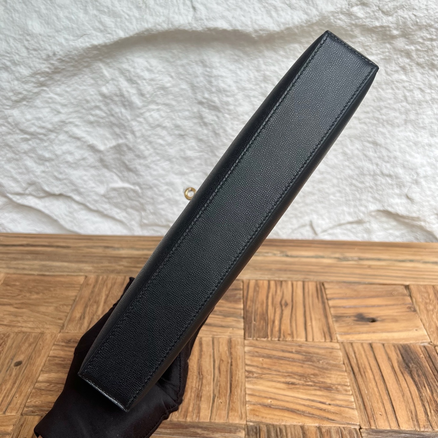 Spot Kelly Elan 27cm Madame Color: 89 black Noir Fully handmade wax thread sewing Gold buckle Stock - Image 9