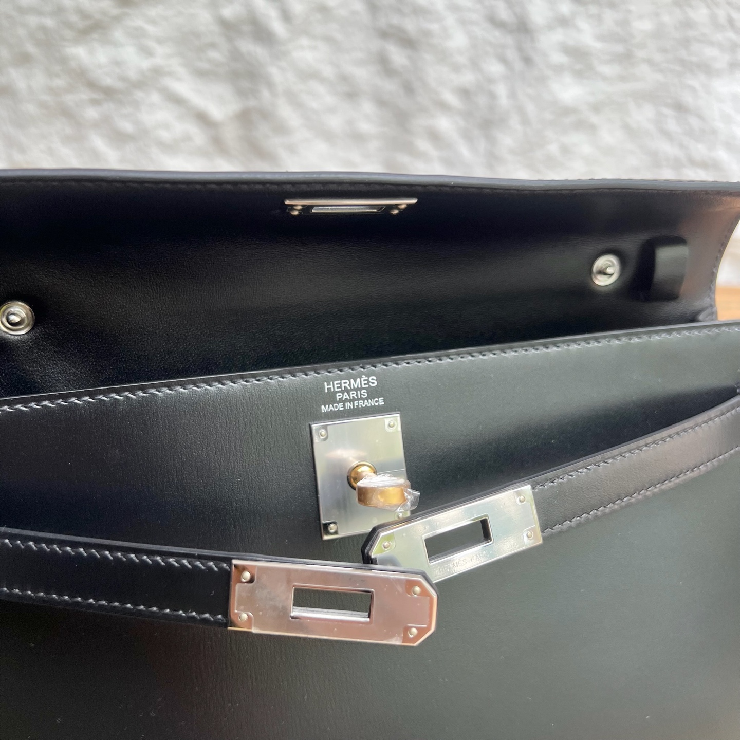 Kelly Elan 27cm Box Color: Ck89 black Noir Fully handmade wax thread sewing Yuanyang buckle customized✈️ - Image 7