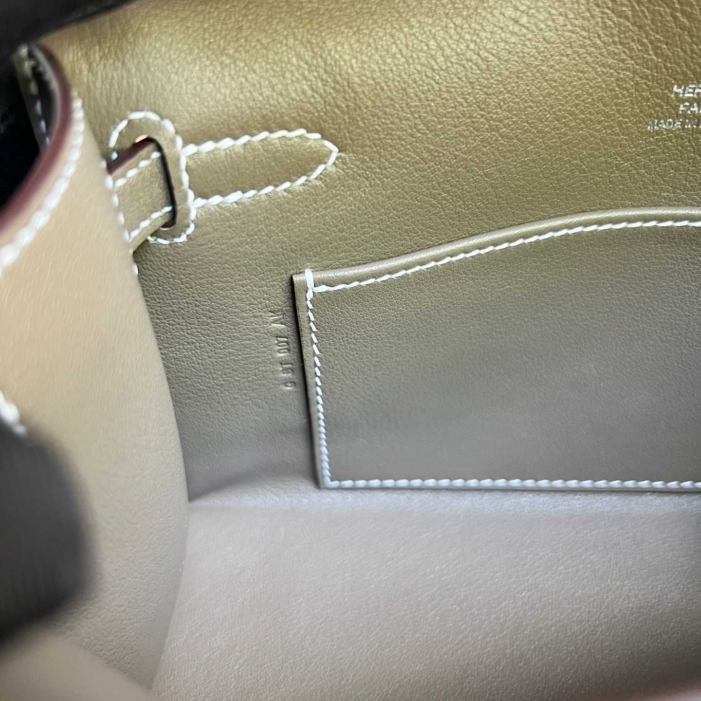 Mini Kelly Pochette 22cm Swift Color: Ck18 elephant gray Etoupe Handmade wax thread sewing Silver buckle customized✈️ - Image 8